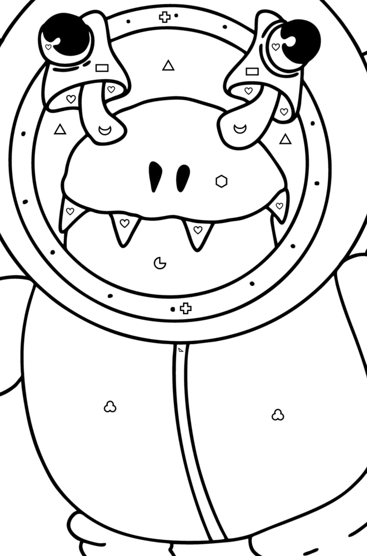Coloring page alien in spacesuit - Coloring by Geometric Shapes for Kids