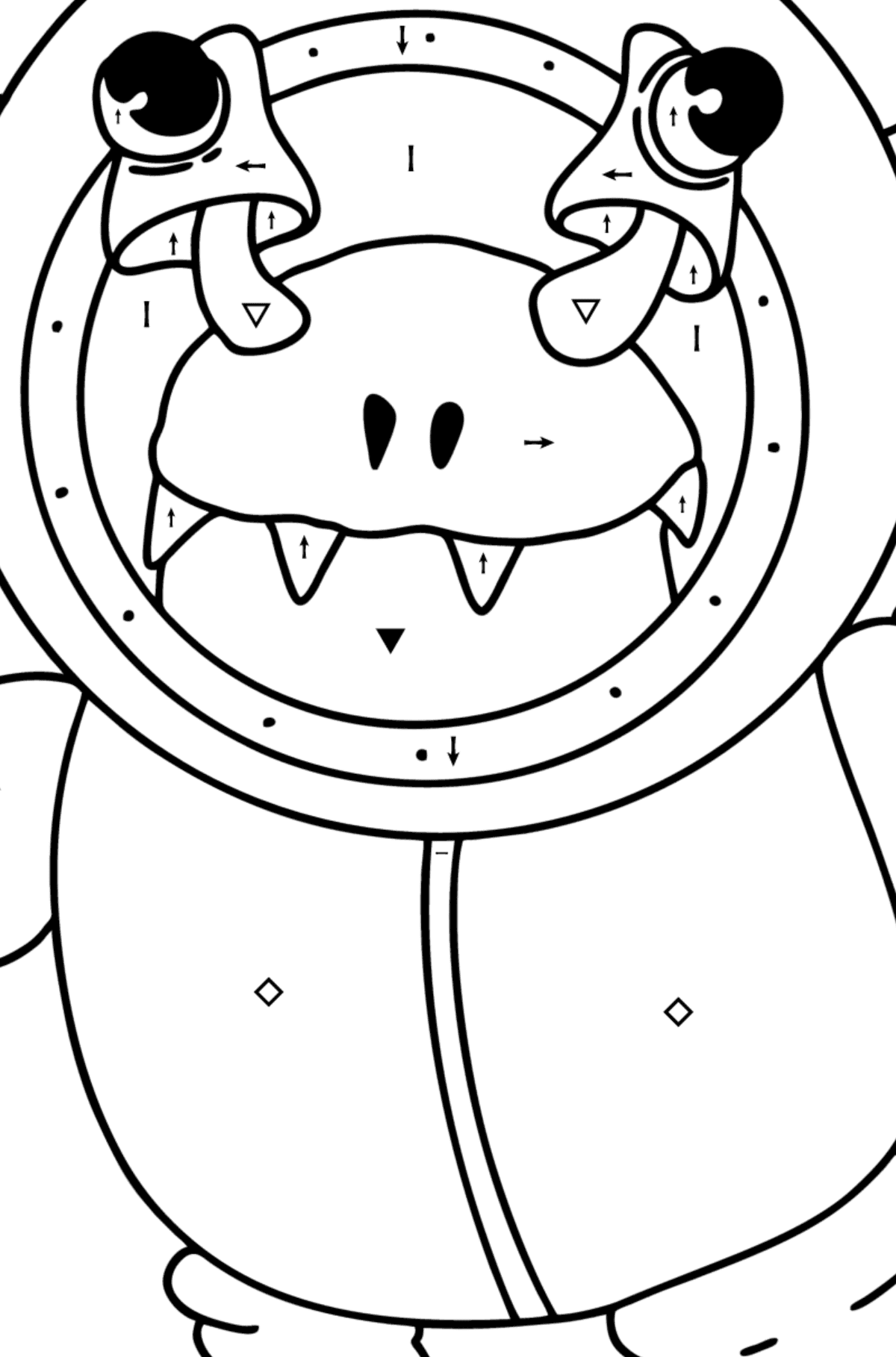 Coloring page alien in spacesuit - Coloring by Symbols for Kids