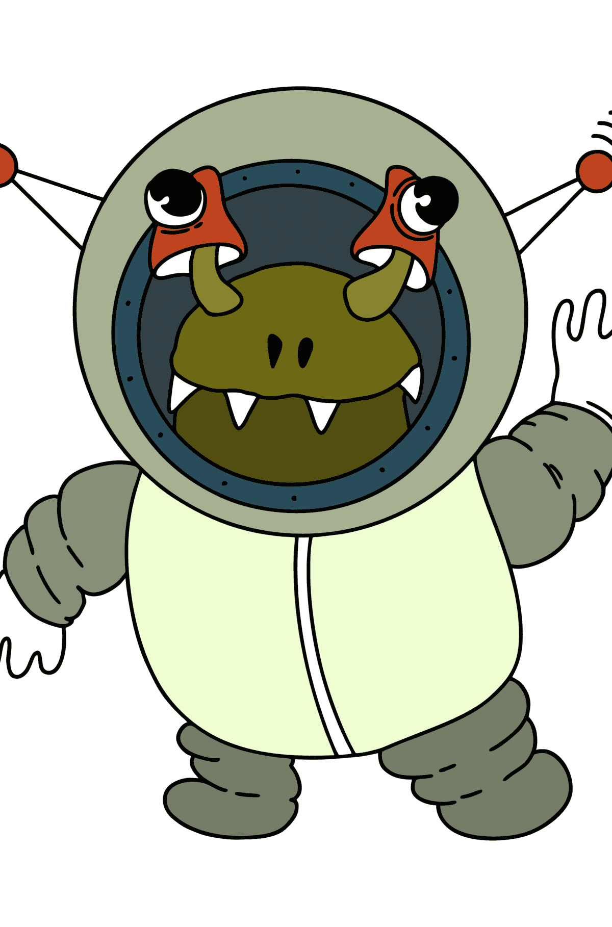 Coloring page alien in spacesuit - Coloring Pages for Kids