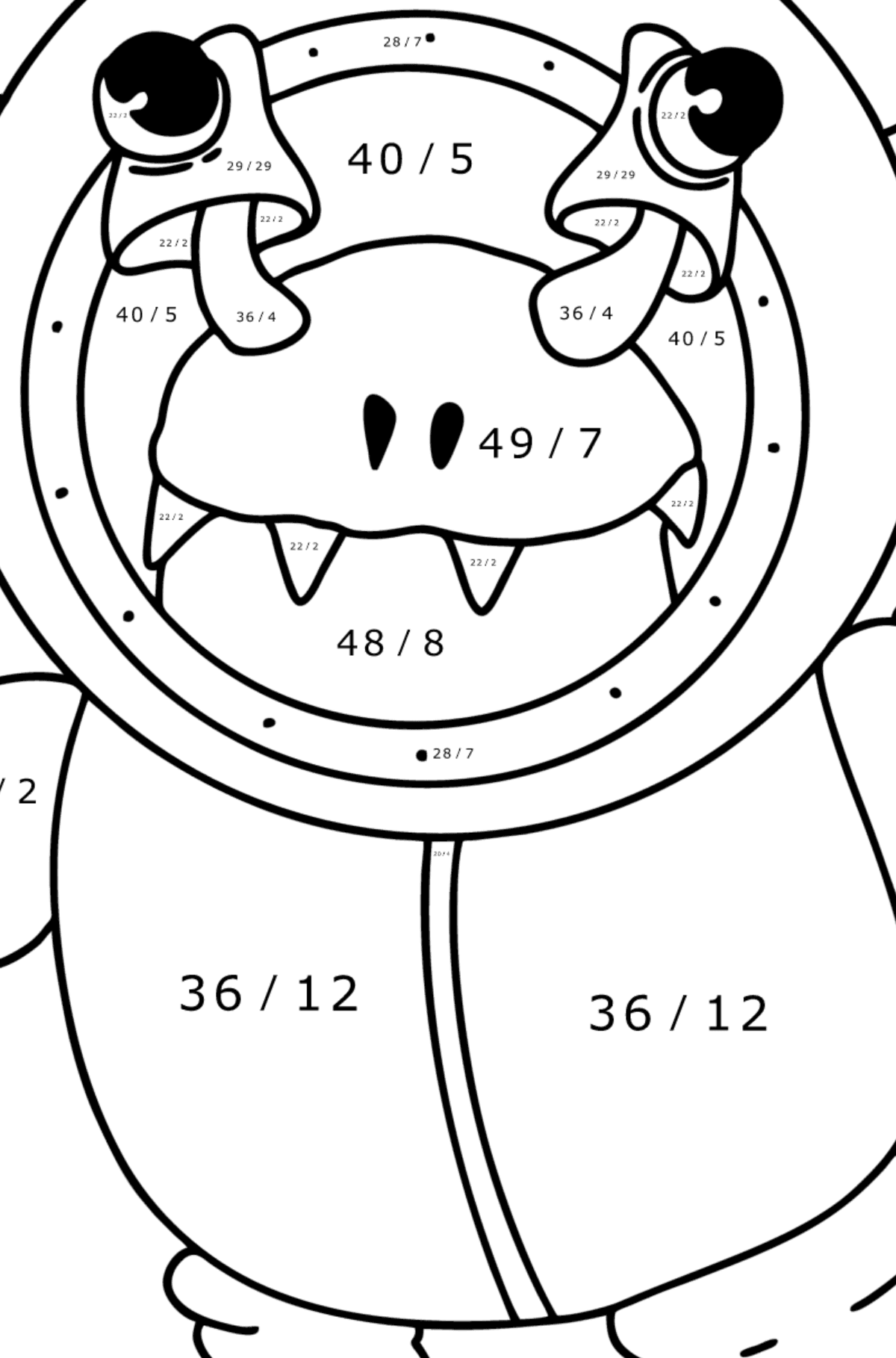Coloring page alien in spacesuit - Math Coloring - Division for Kids