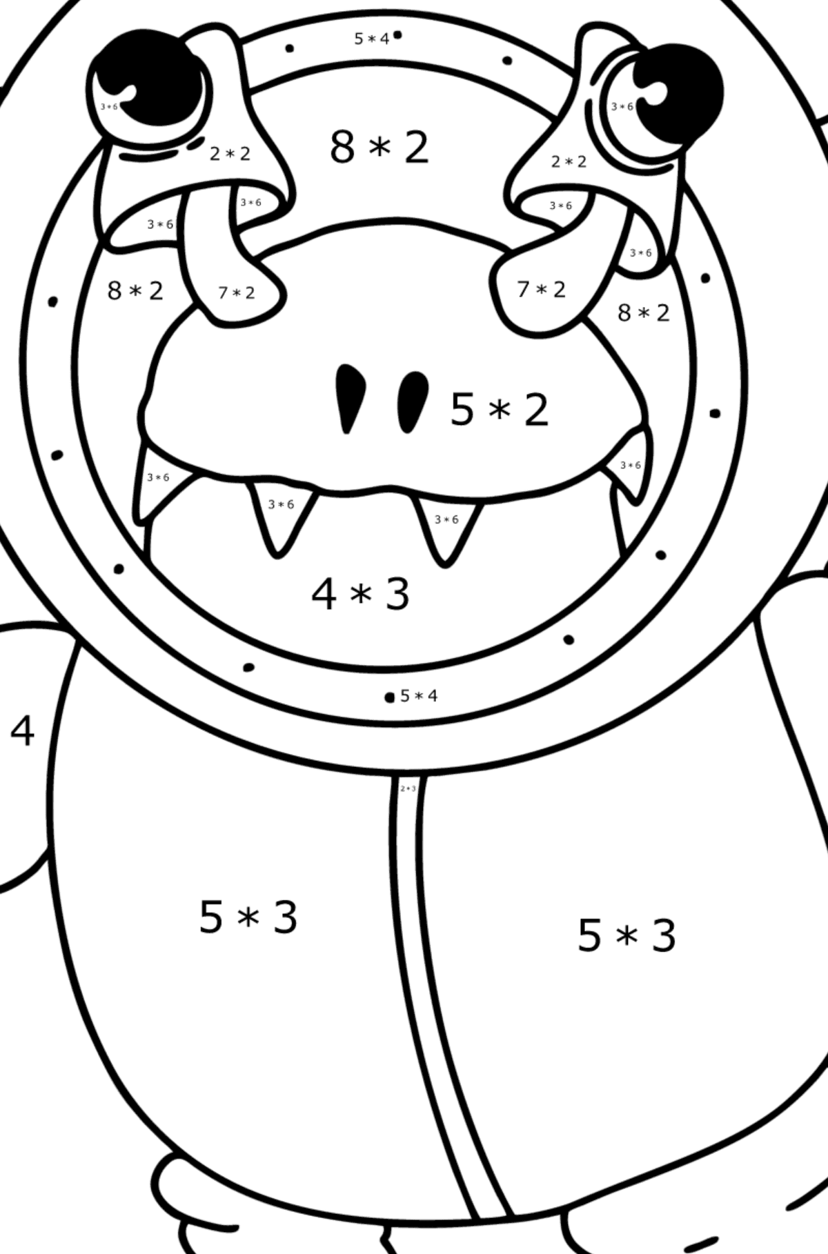 Coloring page alien in spacesuit - Math Coloring - Multiplication for Kids