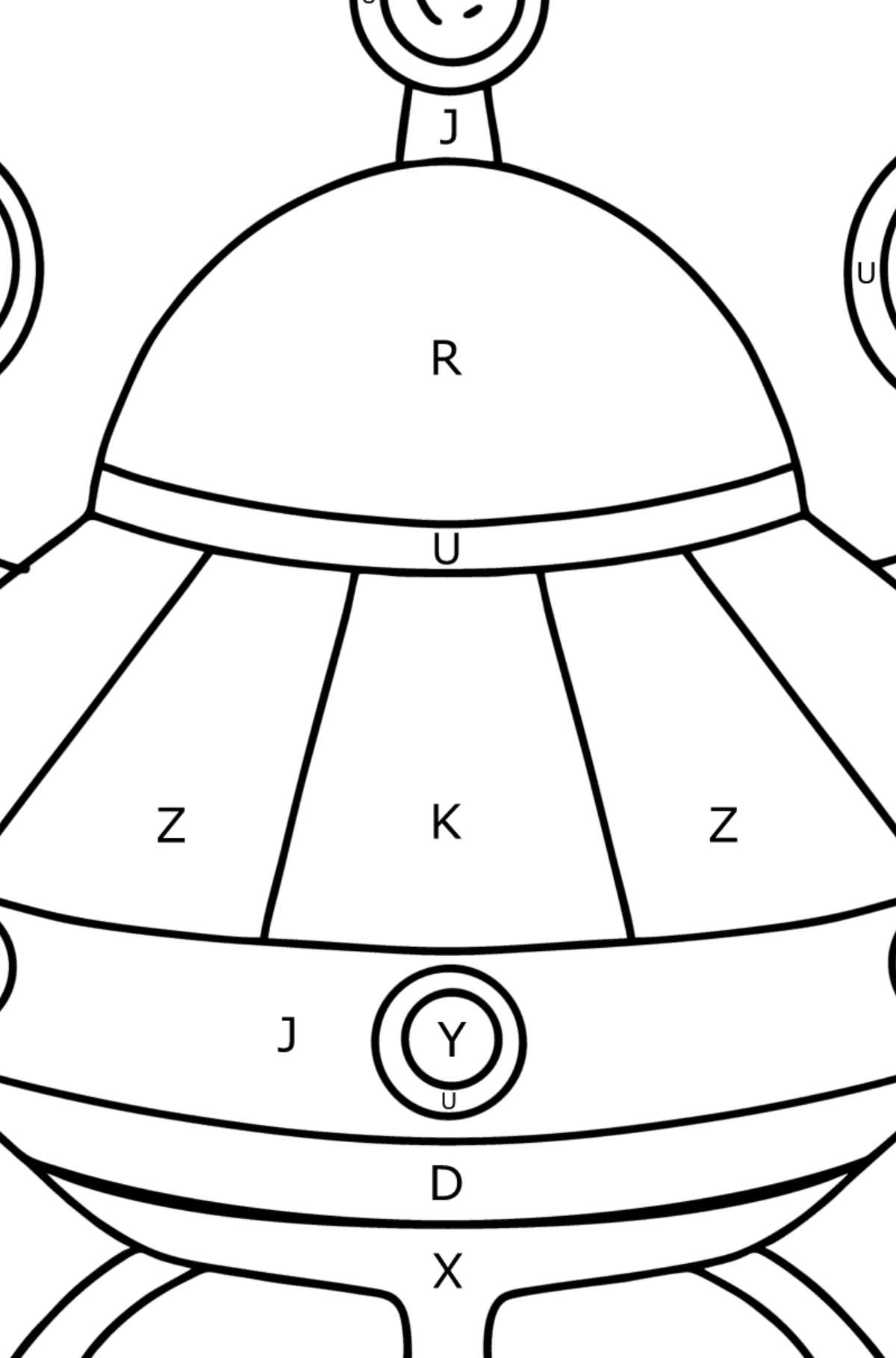 Alien spaceship coloring pages - Coloring by Letters for Kids