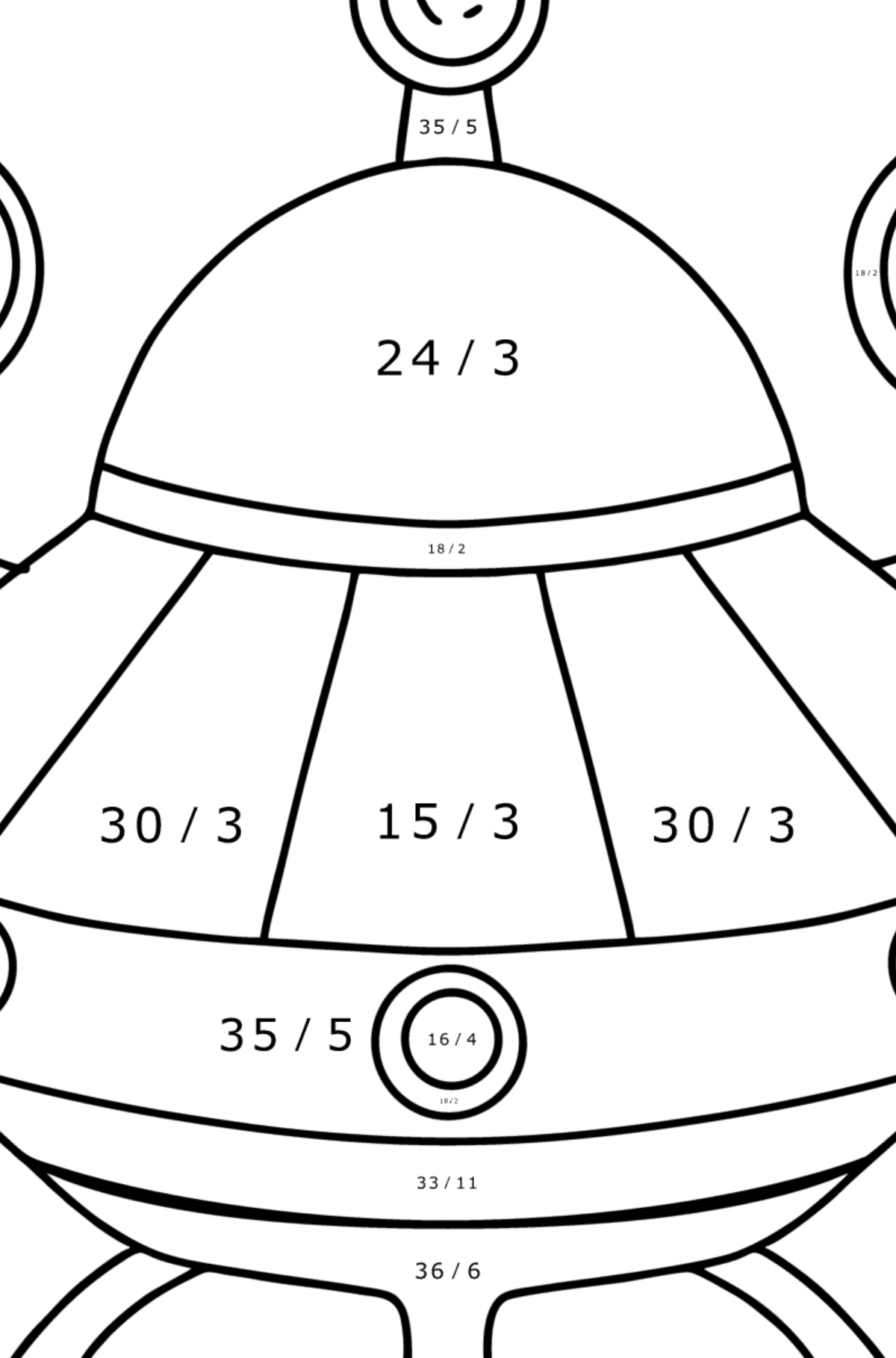 Alien spaceship coloring pages - Math Coloring - Division for Kids