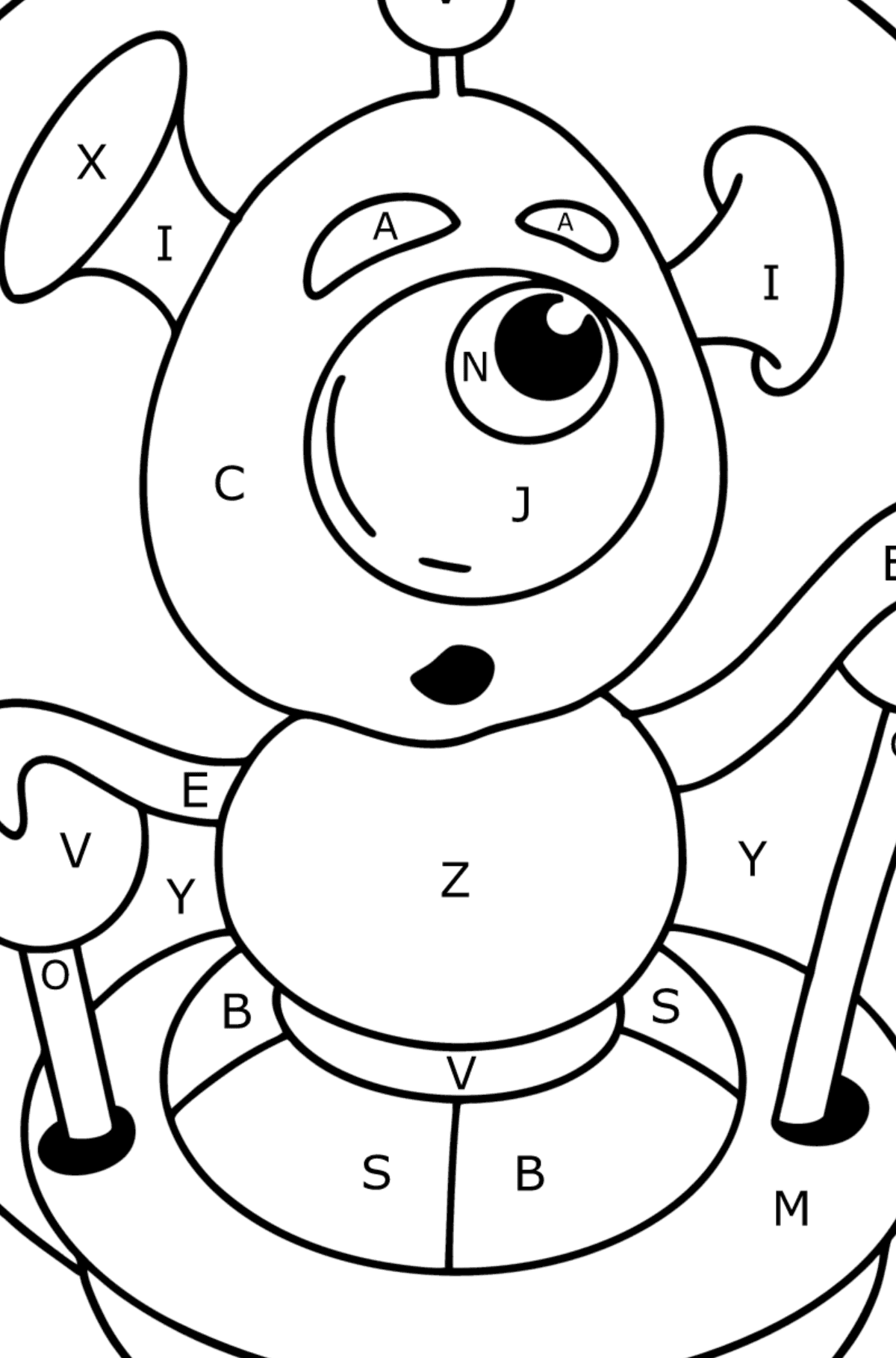 Baby Alien coloring pages - Coloring by Letters for Kids