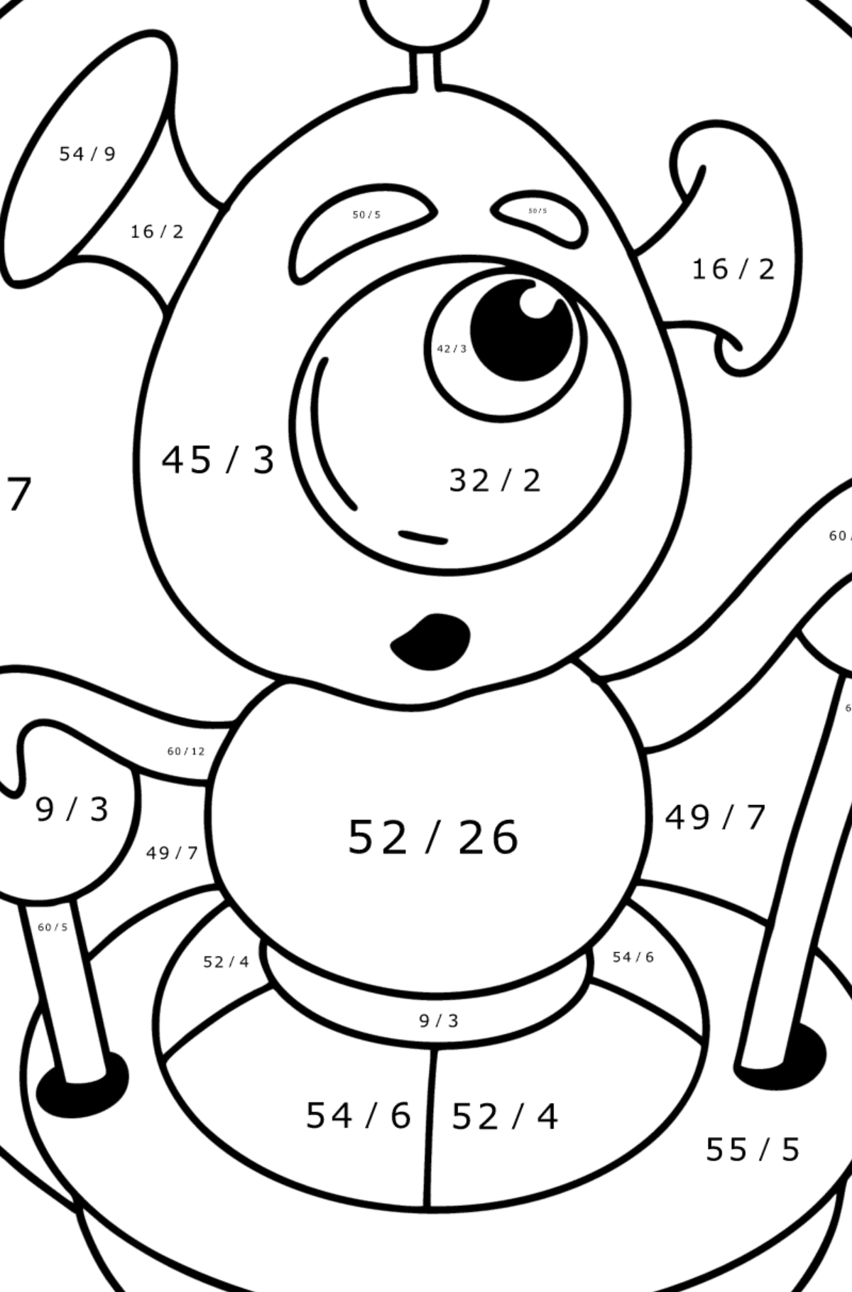 Baby Alien coloring pages - Math Coloring - Division for Kids