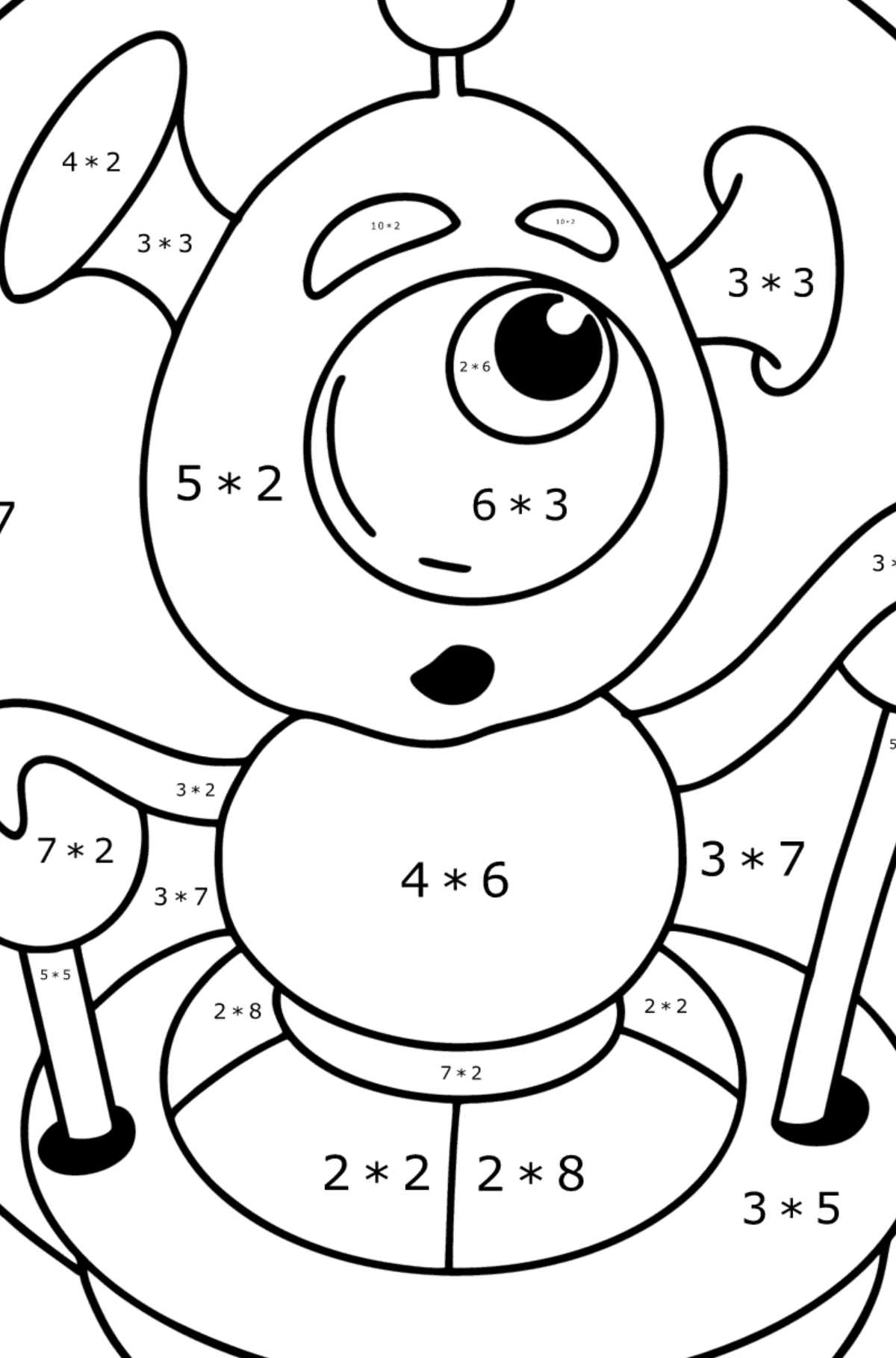 Baby Alien coloring pages - Math Coloring - Multiplication for Kids