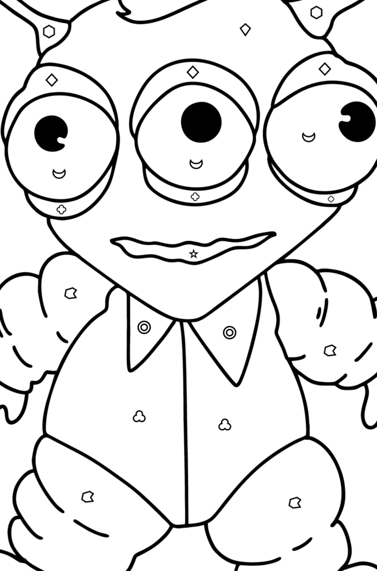 Cartoon Alien Coloring page - Coloring by Geometric Shapes for Kids