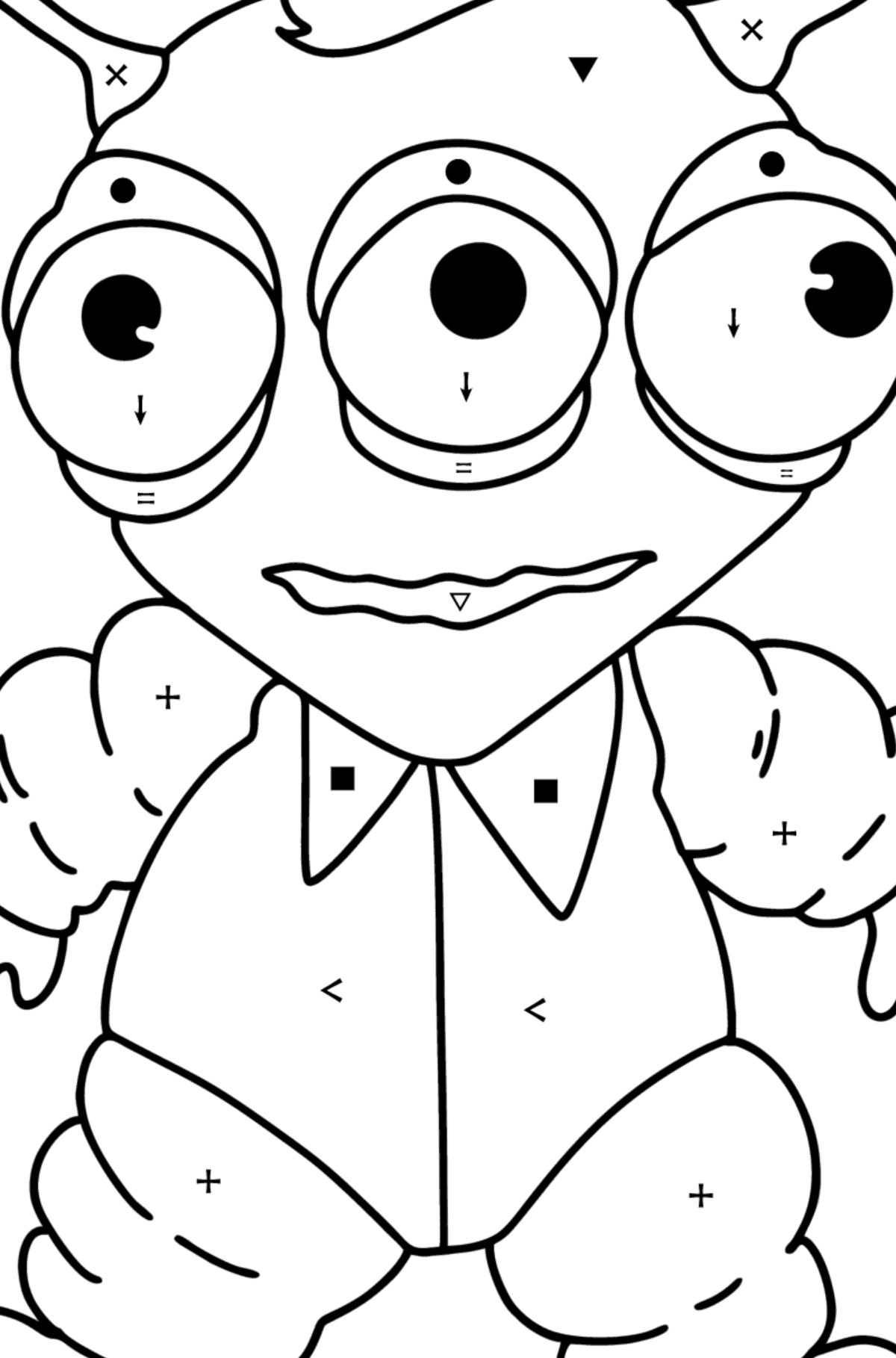 Cartoon Alien Coloring page - Coloring by Symbols for Kids