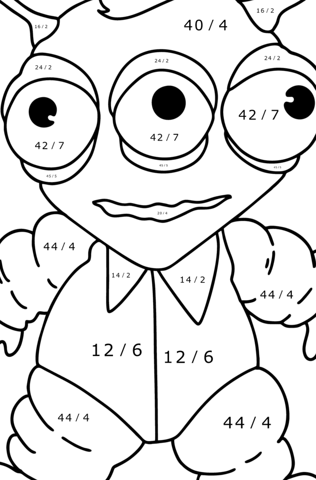 Cartoon Alien Coloring page - Math Coloring - Division for Kids