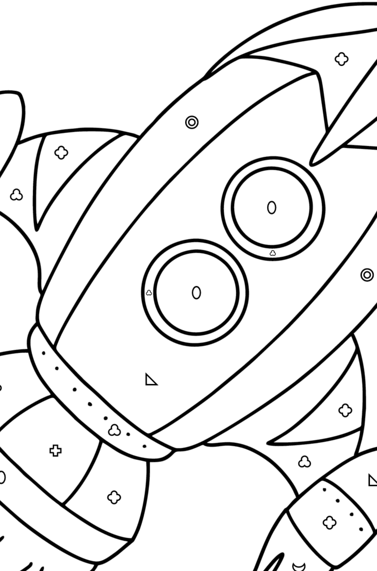 Cartoon rocket coloring page - Coloring by Geometric Shapes for Kids