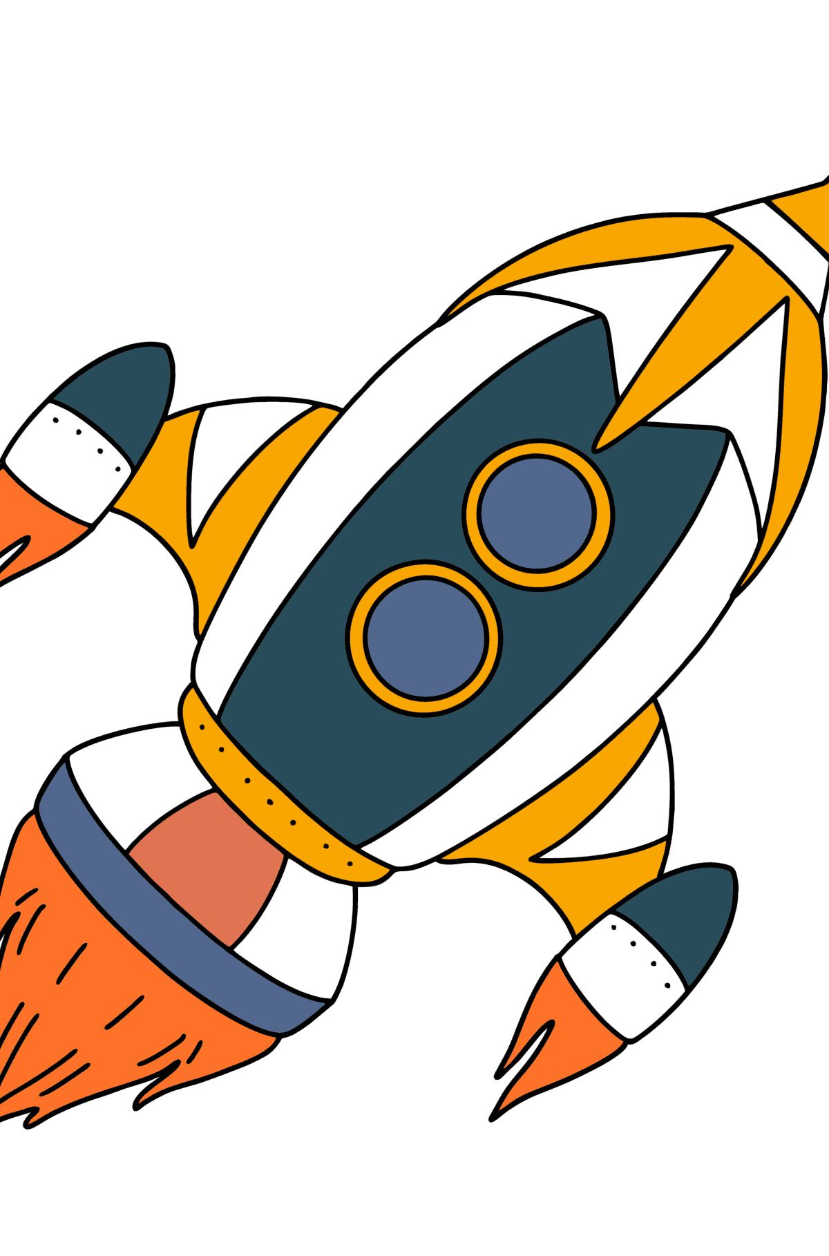 Kolorowanka rakieta z kreskówek - Kolorowanki dla dzieci