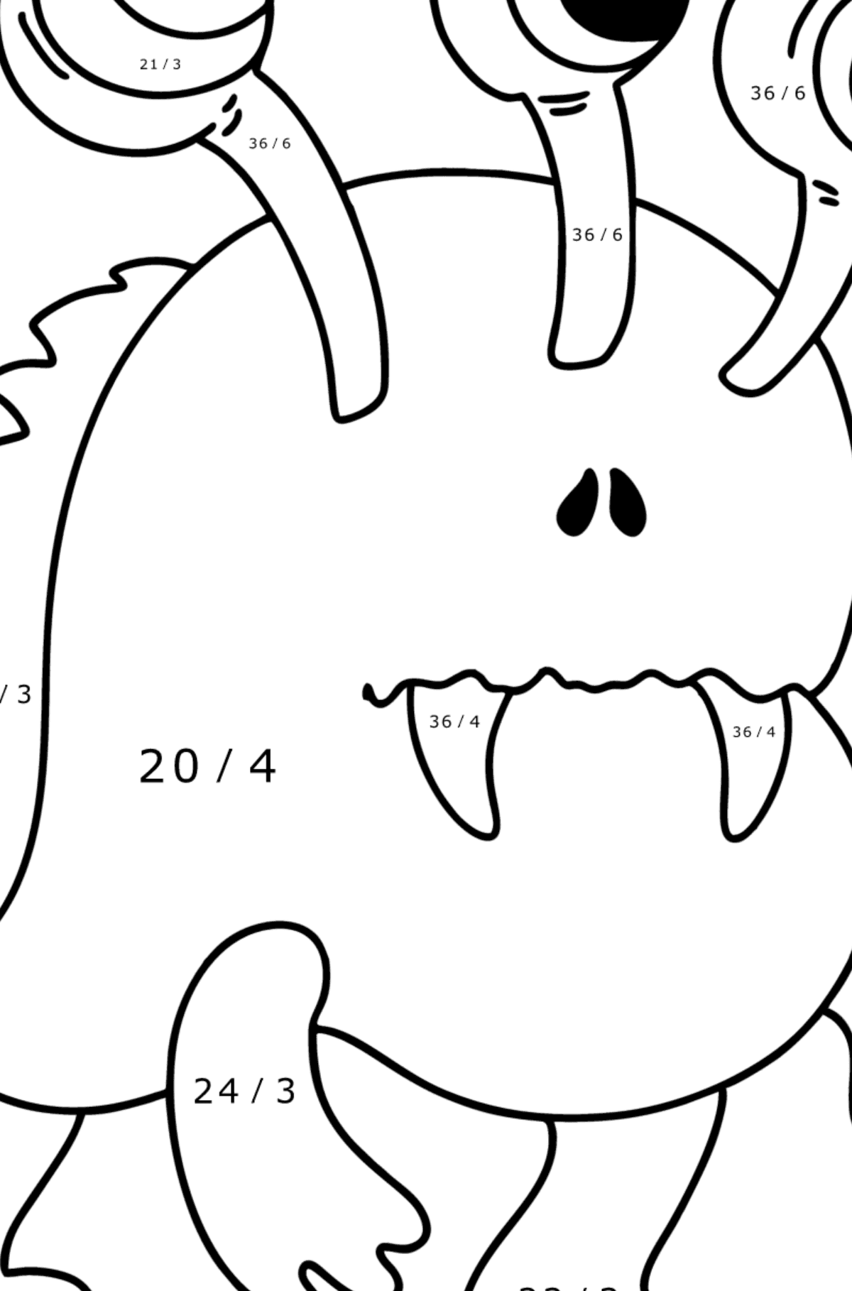 Cute alien coloring pages - Math Coloring - Division for Kids