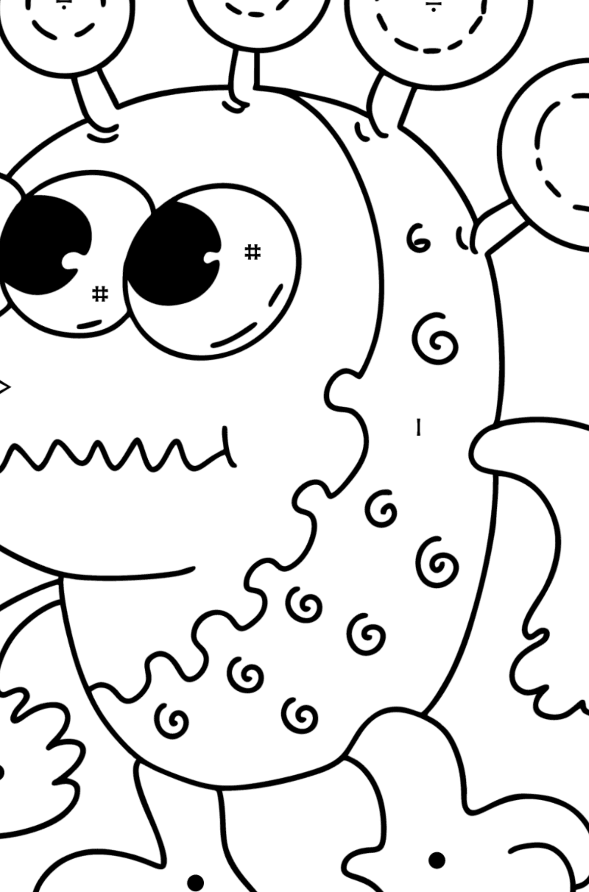 Funny Alien Coloring page - Coloring by Symbols for Kids