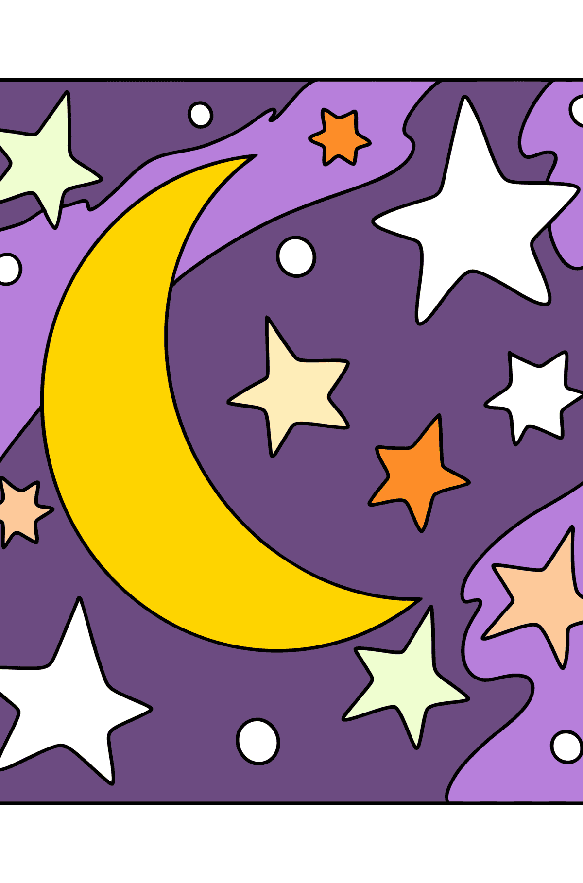 Coloring page moon and stars - Coloring Pages for Kids