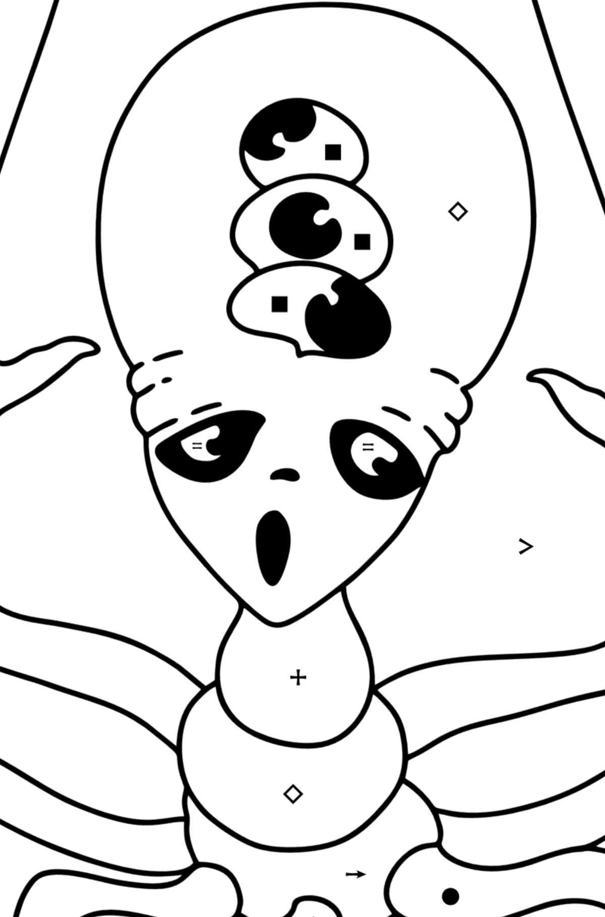 Scary Alien Coloring page - Coloring by Symbols for Kids