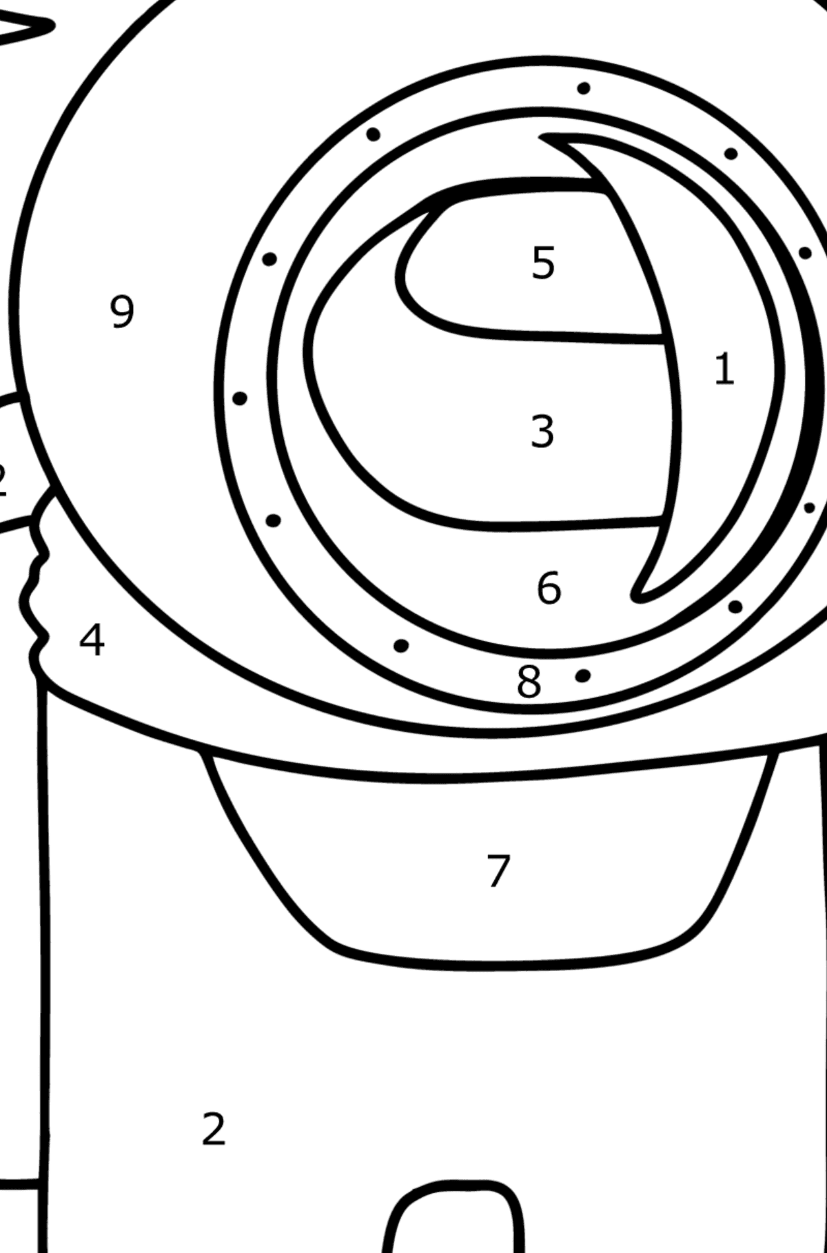 Colouring page of Among Us - Coloring by Numbers for Kids