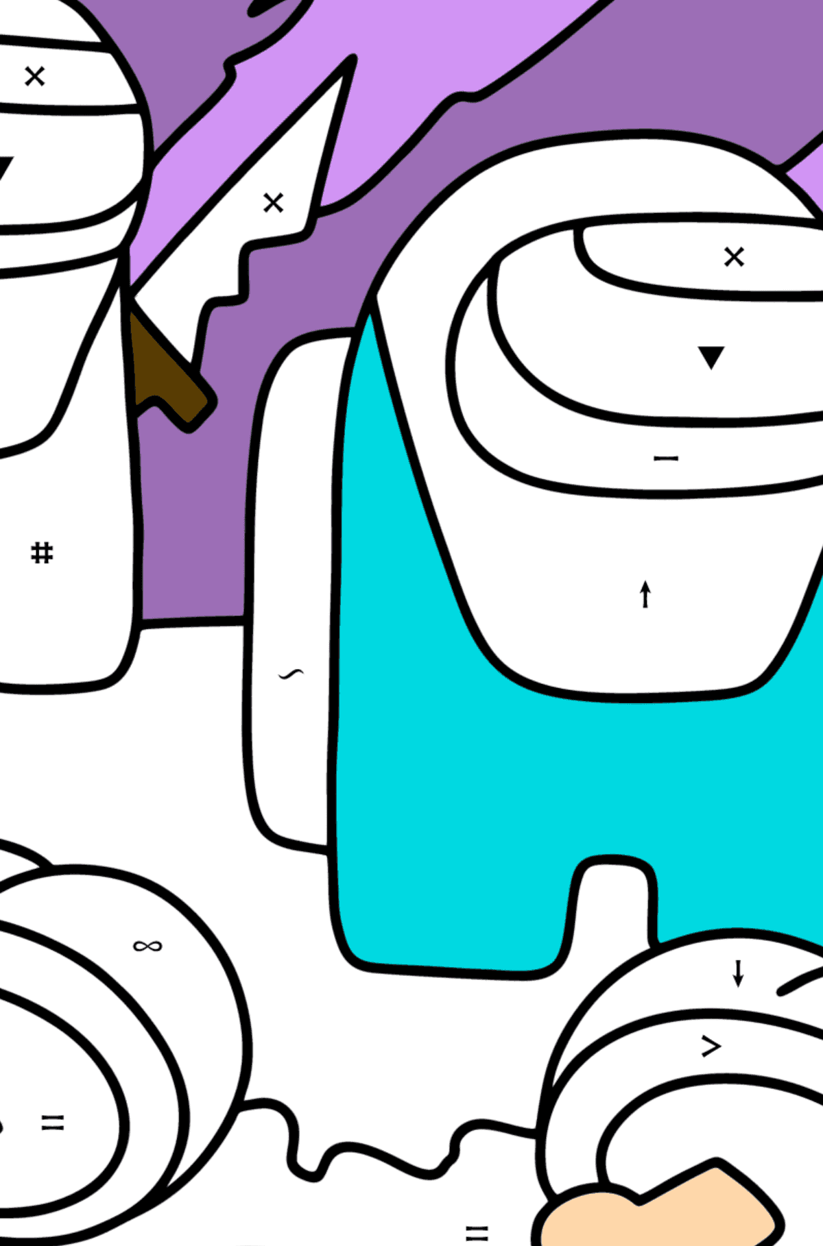 Раскраска Битва Амонг Ас - По Символам для Детей