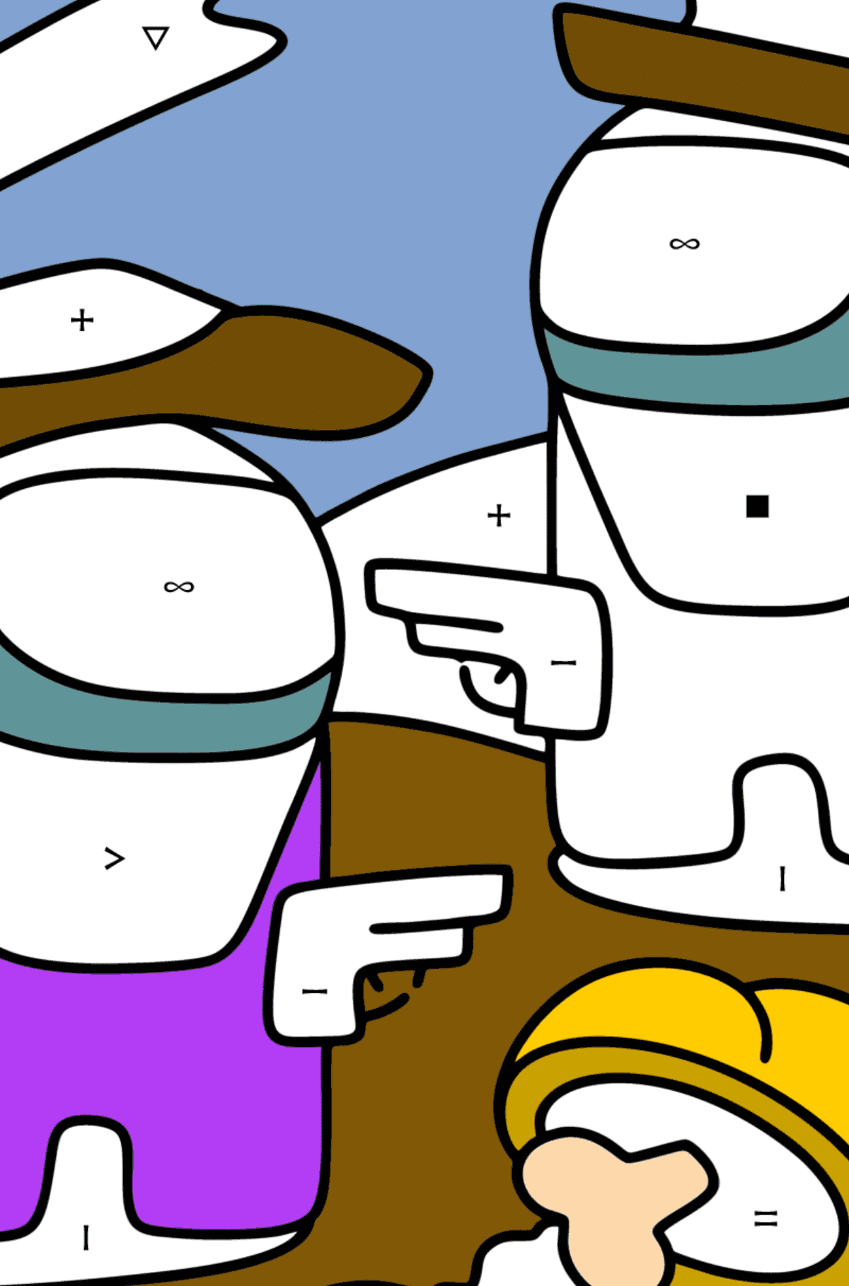 Coloring Among Us Scary story - Coloring by Symbols for Kids