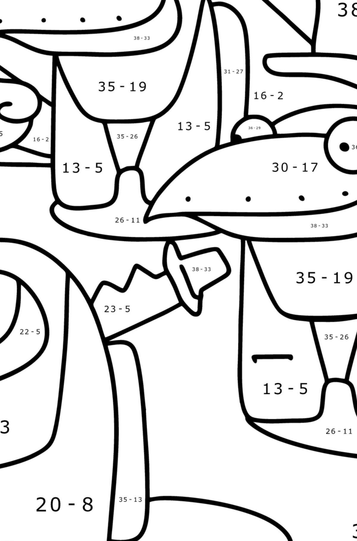 Розмальовка Among Us Cамозванець - Математична Розмальовка Віднімання для дітей