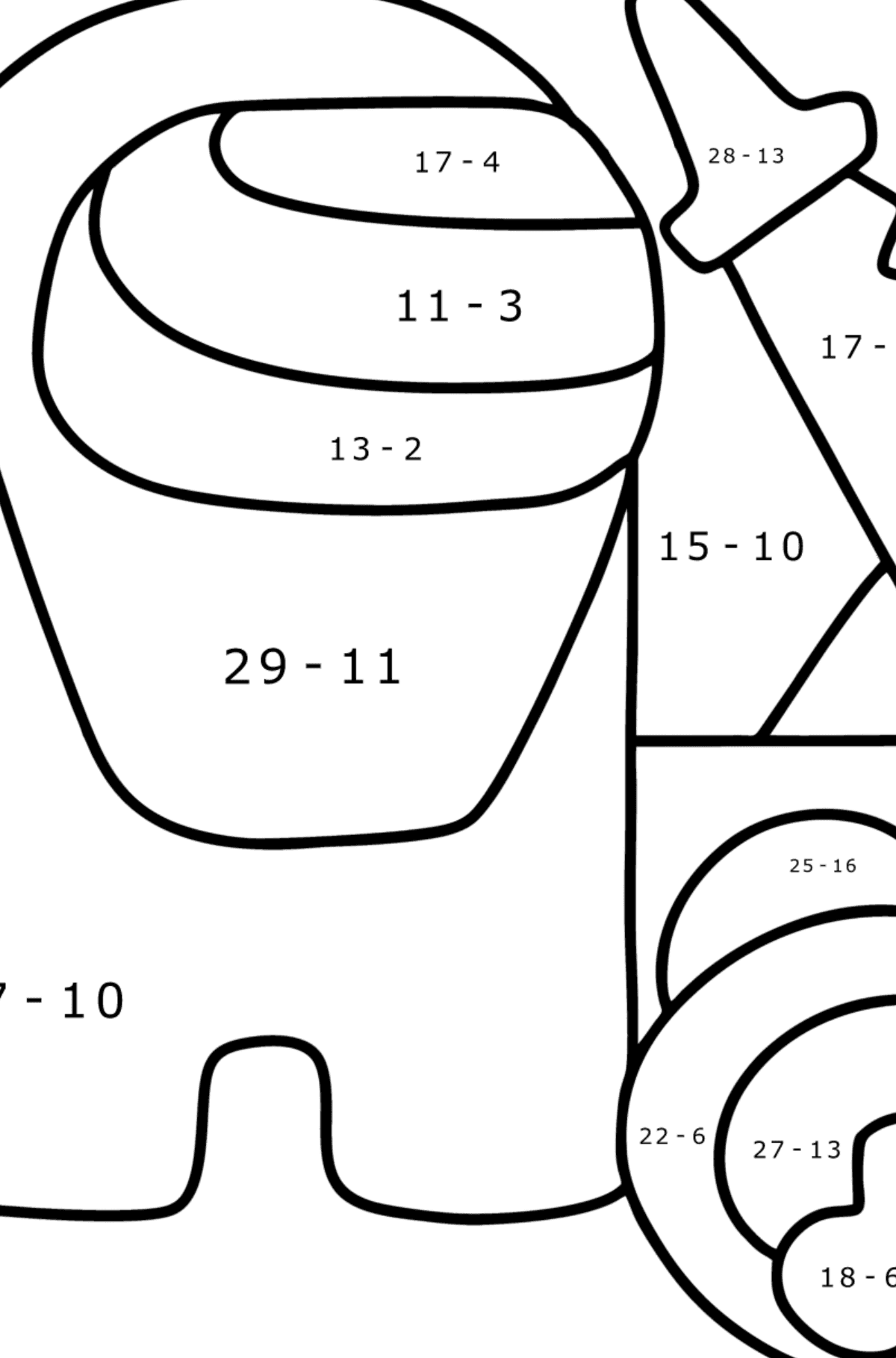 Among As with a Knife coloring page - Math Coloring - Subtraction for Kids