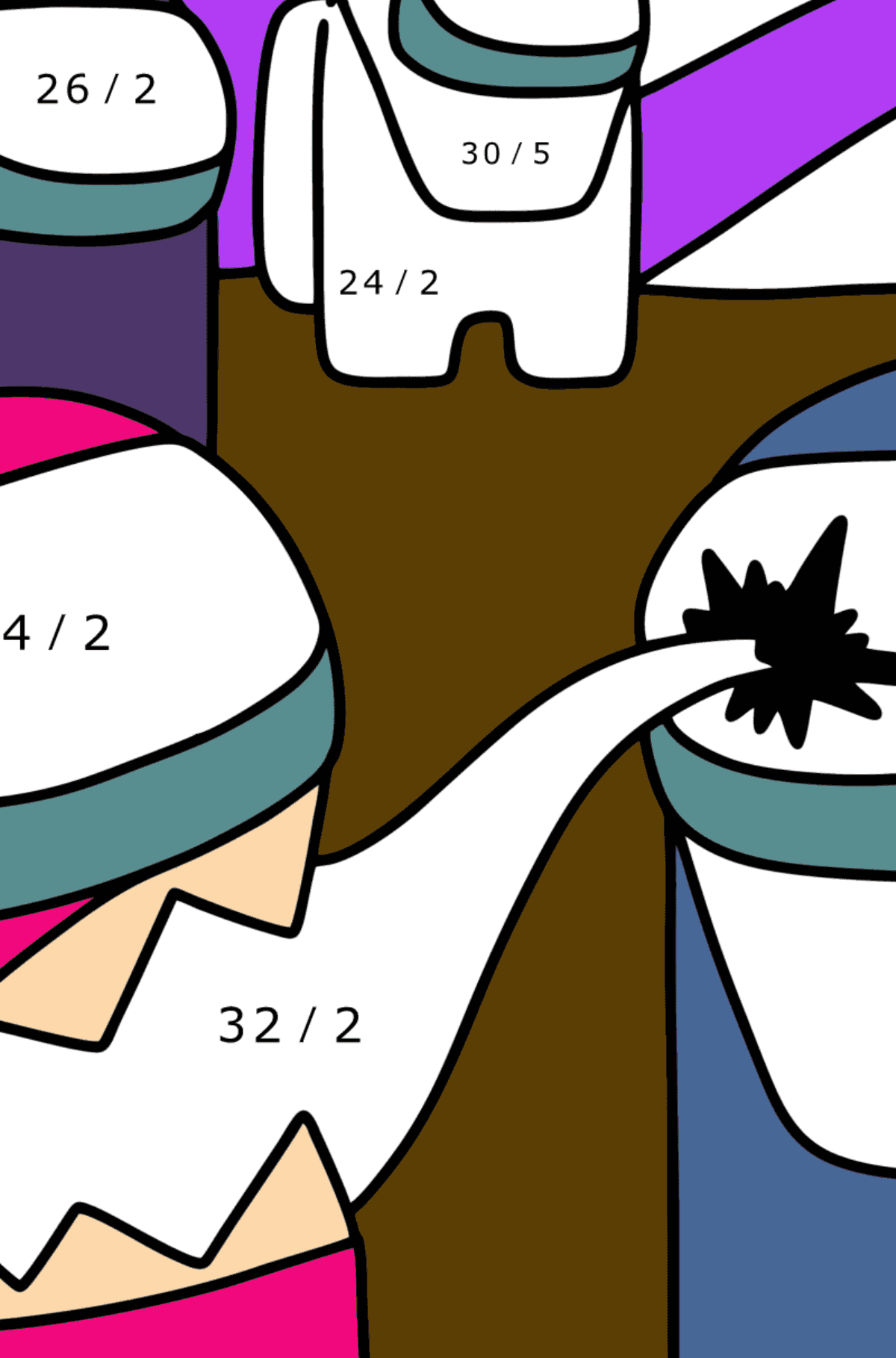 Coloring page Among Us Meeting with a monster - Math Coloring - Division for Kids