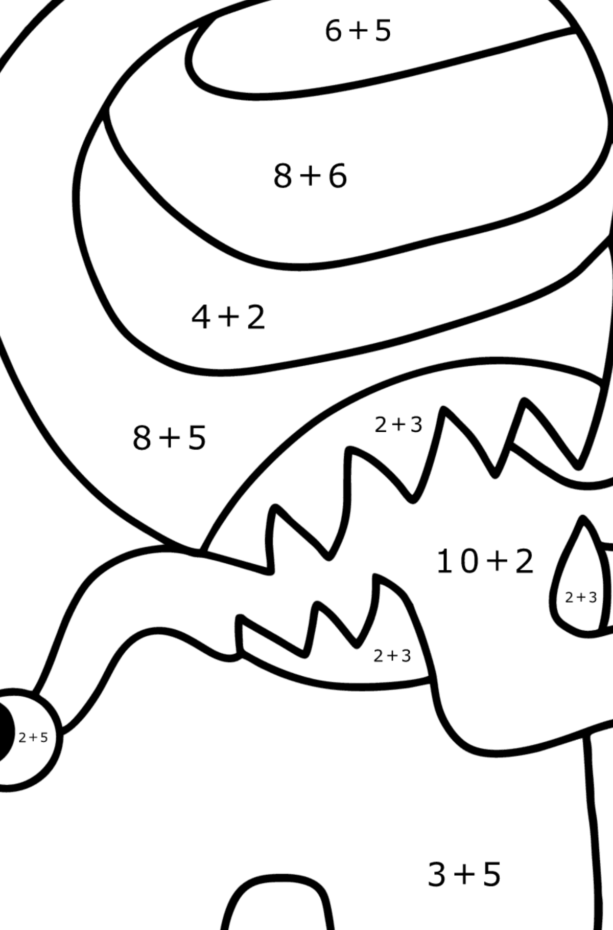 Among Us coloring page for Free - Math Coloring - Addition for Kids