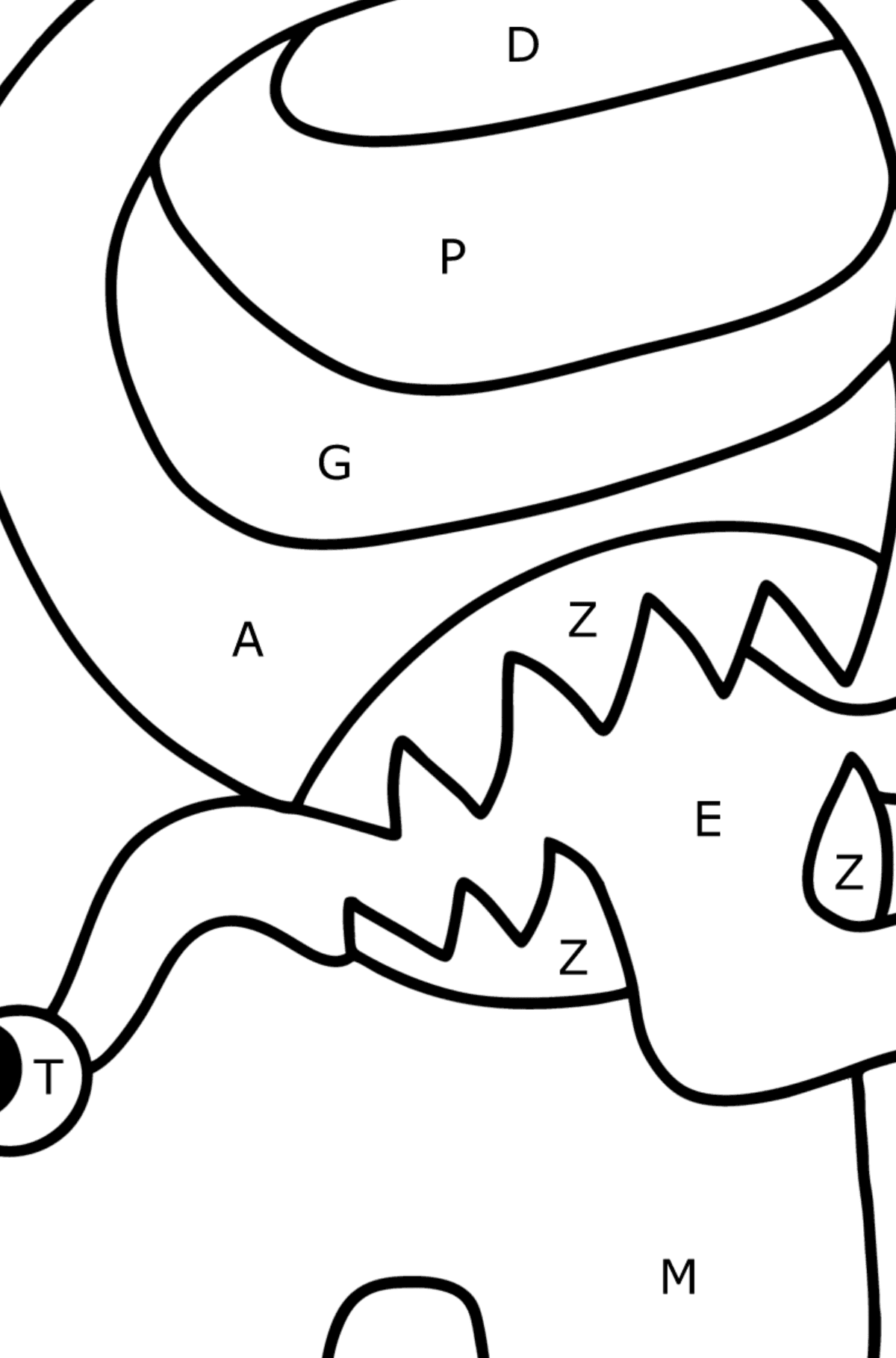 Among Us coloring page for Free - Coloring by Letters for Kids