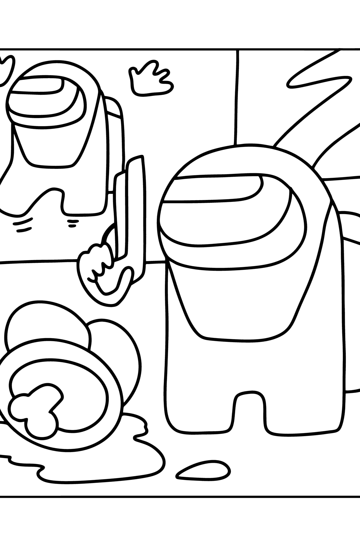 Раскраска Жуткий Сюжет игры Амонг Ас - Картинки для Детей