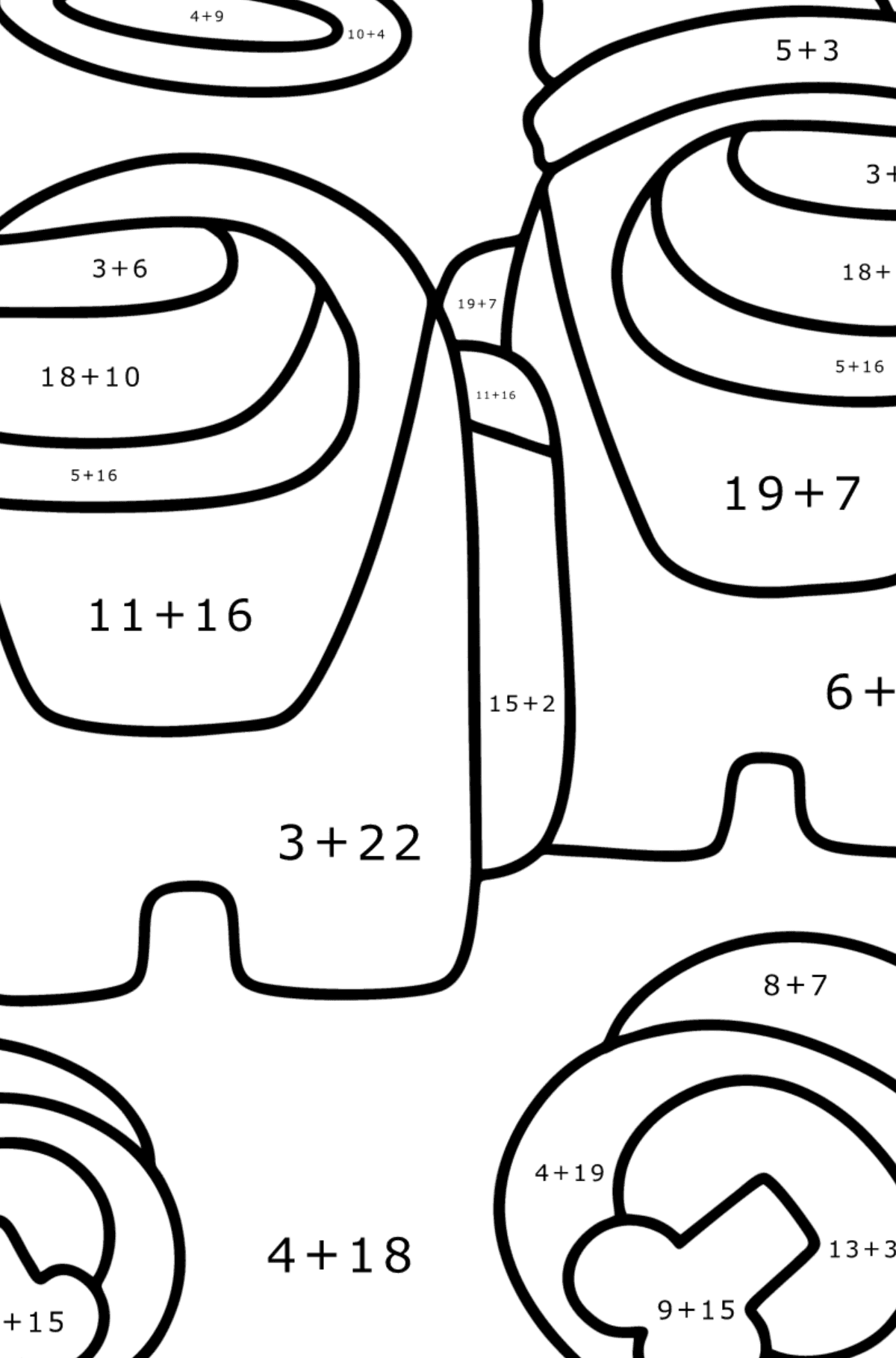 Coloring page Among As Pursuit - Math Coloring - Addition for Kids