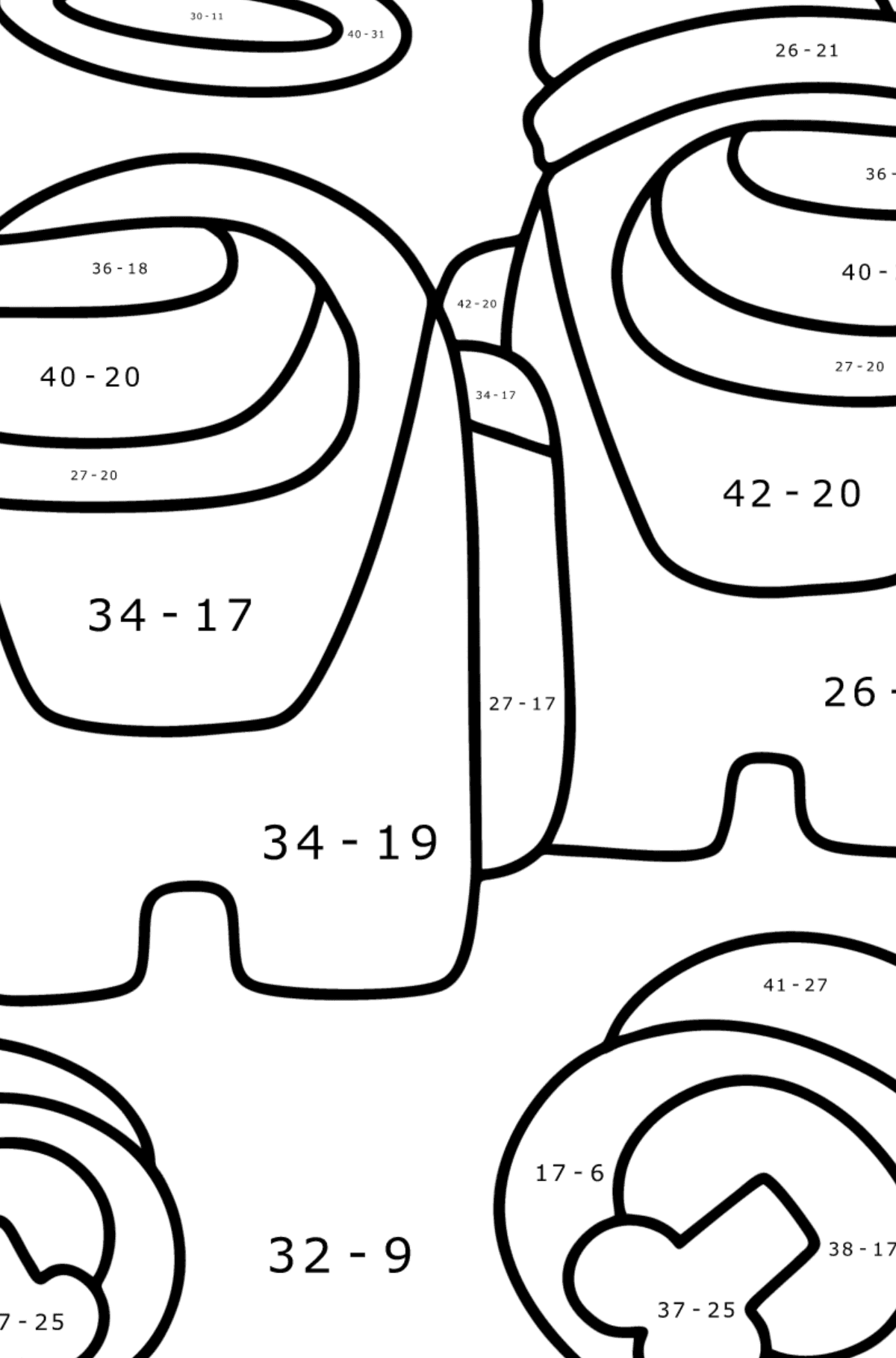 Coloring page Among As Pursuit - Math Coloring - Subtraction for Kids