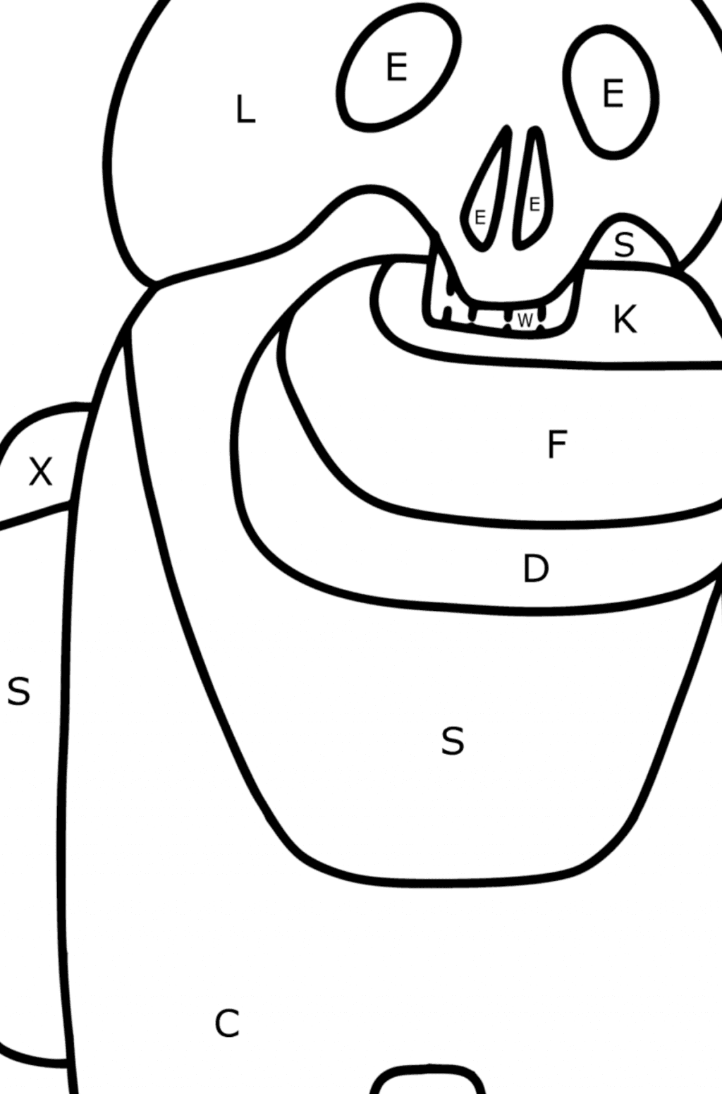 Among Us schedel kleurplaat | Coloring-for-Kids.com