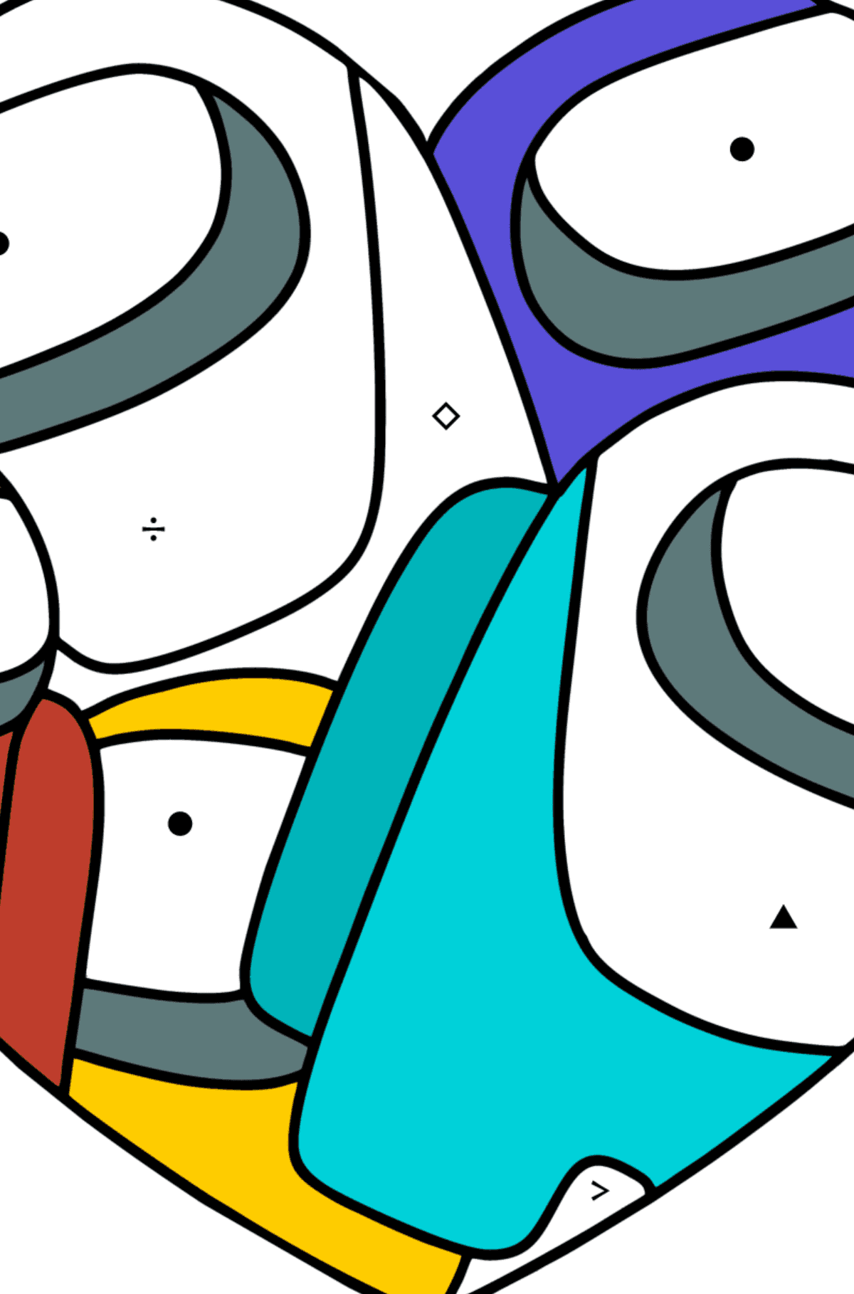 Розмальовка сердце з героями Амонг Ас - Розмальовки за символами для дітей