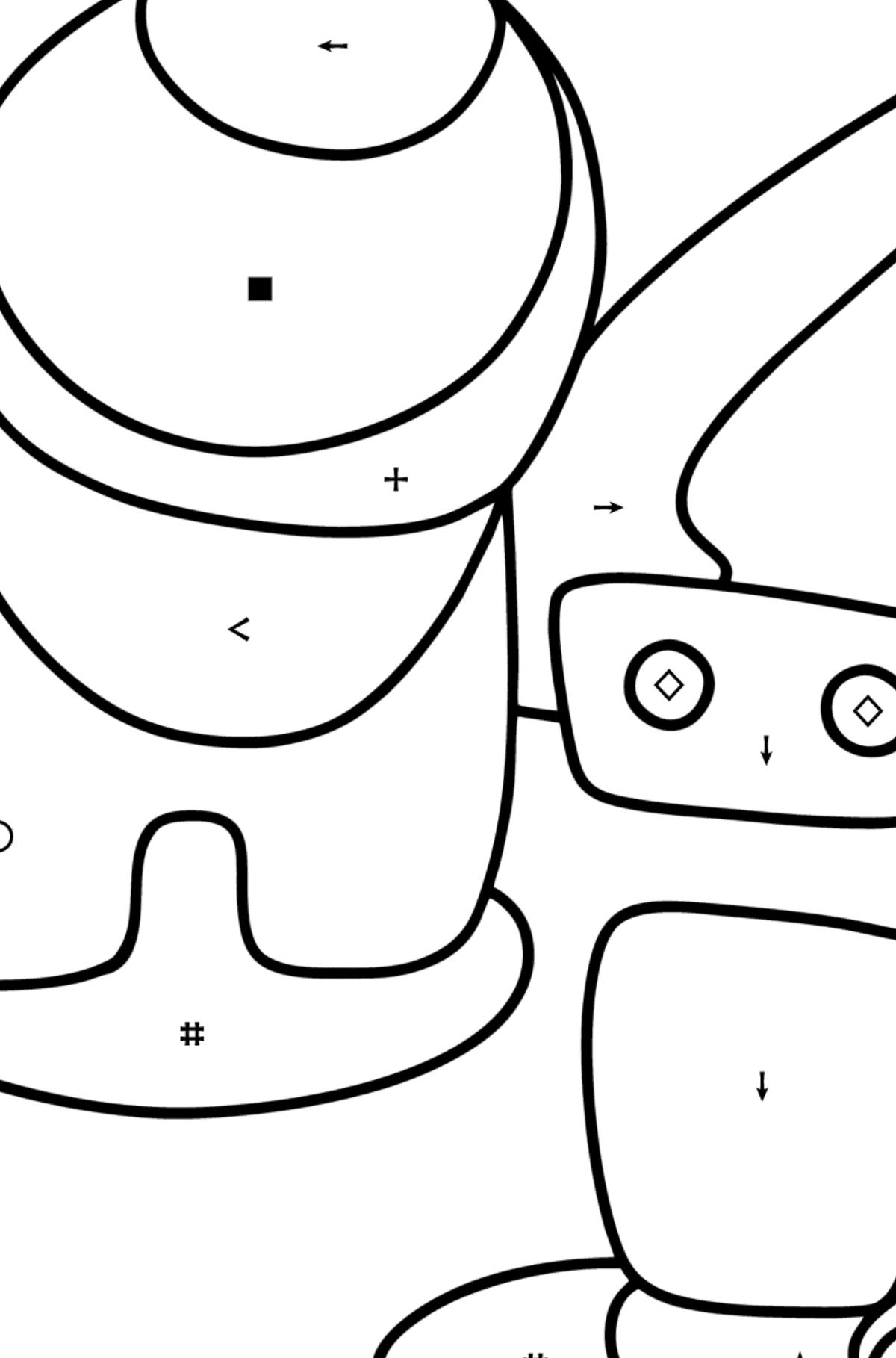 Coloring page astronaut and pet robot Among Us - Coloring by Symbols and Geometric Shapes for Kids