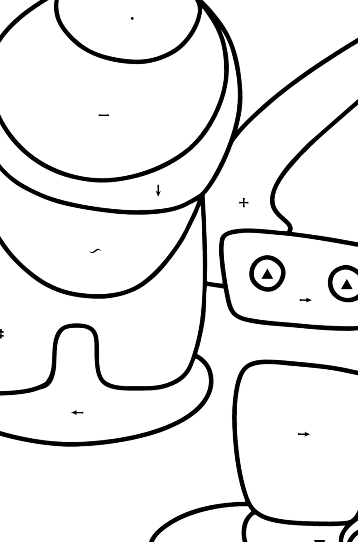 Coloring page astronaut and pet robot Among Us - Coloring by Symbols for Kids
