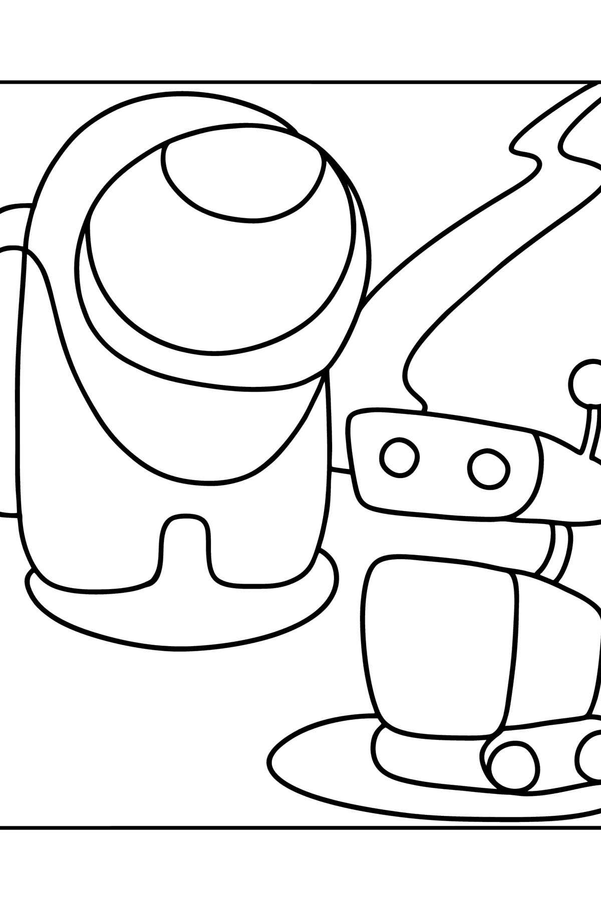 Coloring page astronaut and pet robot Among Us ♥ Online and Print