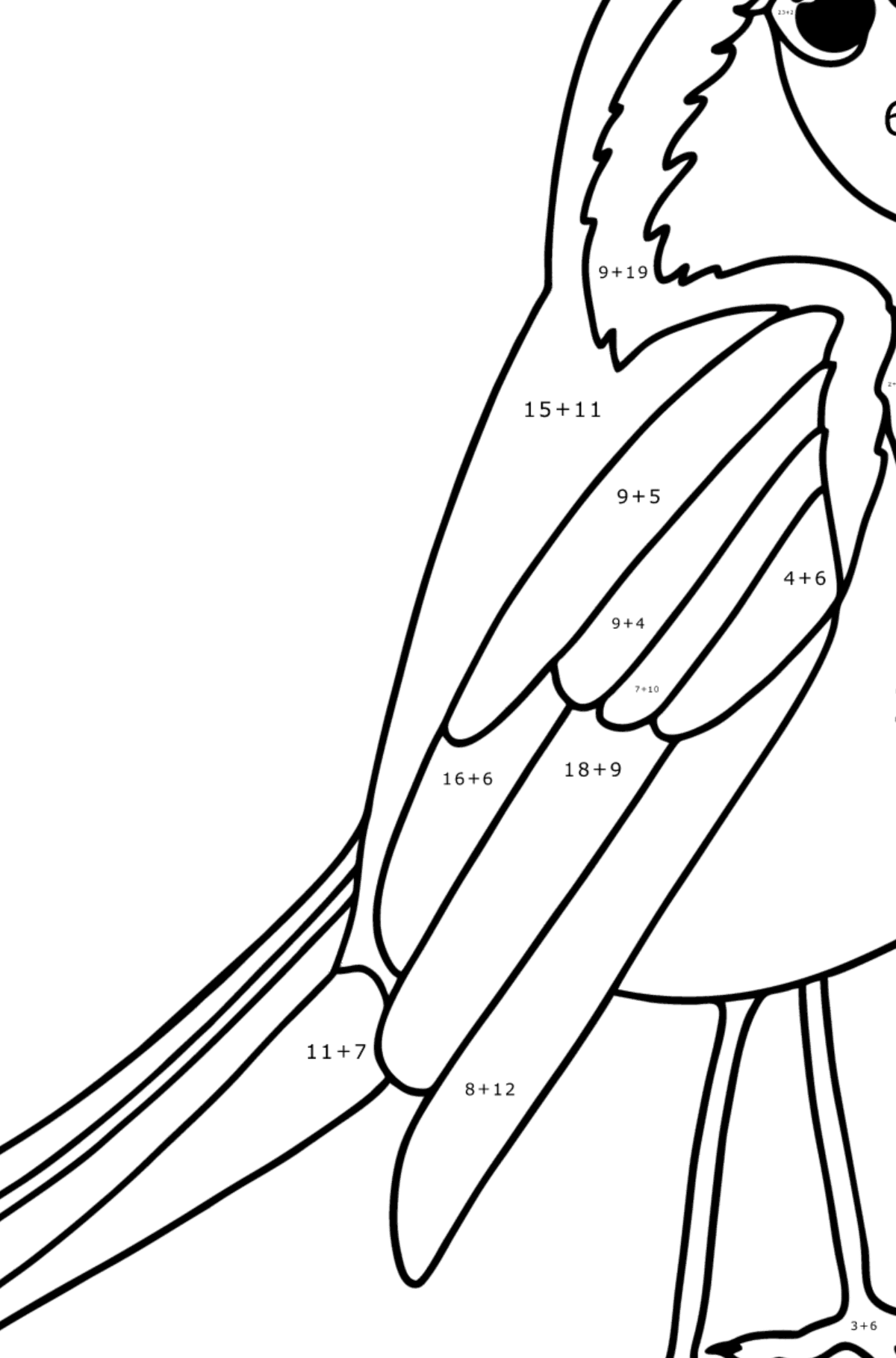 Раскраска Птица Зяблик - На Сложение для Детей