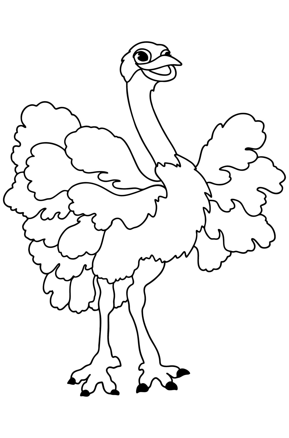 Tegning til farvning Emu - Tegninger til farvelægning for børn