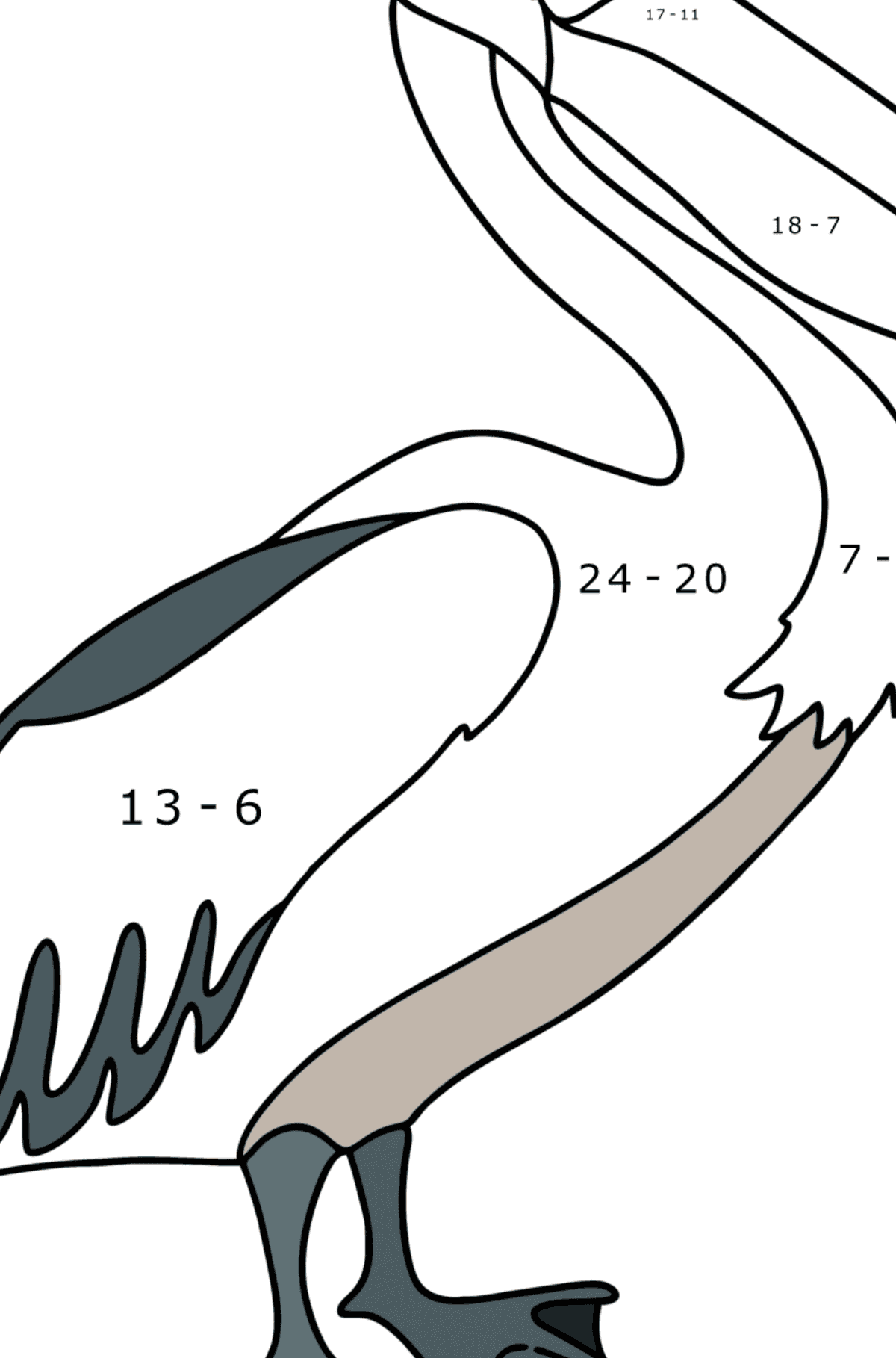 Desen de colorat Pelican - Desen de colorat - Scădere pentru copii