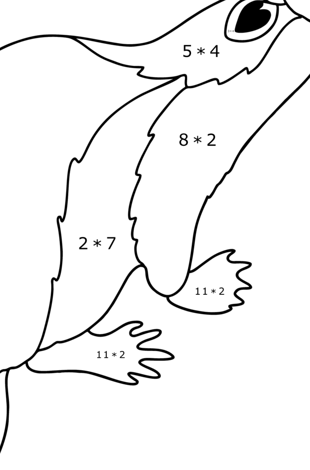 Desenho Ornitorrinco Austrália para colorir - Colorindo com Matemática - Multiplicação para Crianças