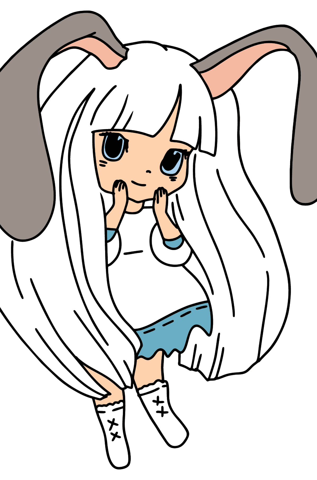 Dibujos para colorear - Anime de chica conejo - Dibujos para Colorear para Niños