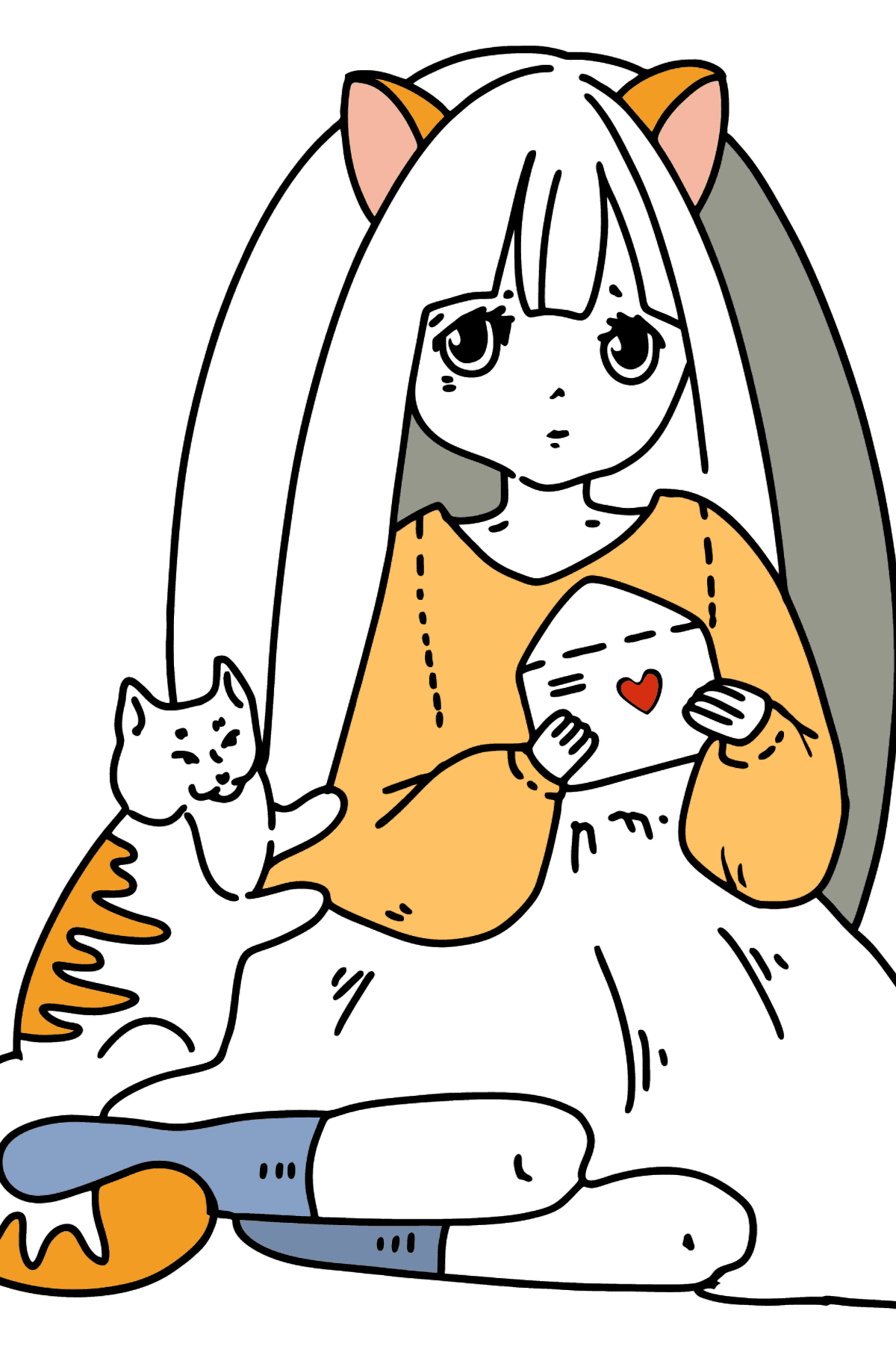 Anime Cute Girl Coloring Pages - Coloring Pages for Kids