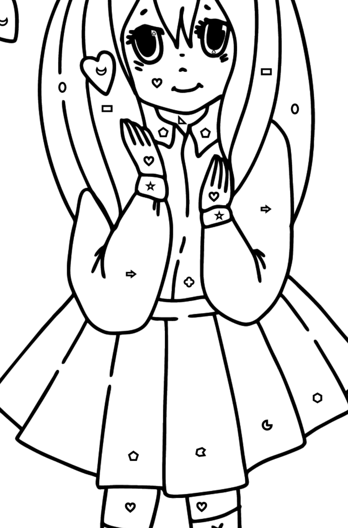 Anime girl in love coloring page - Coloring by Geometric Shapes for Kids
