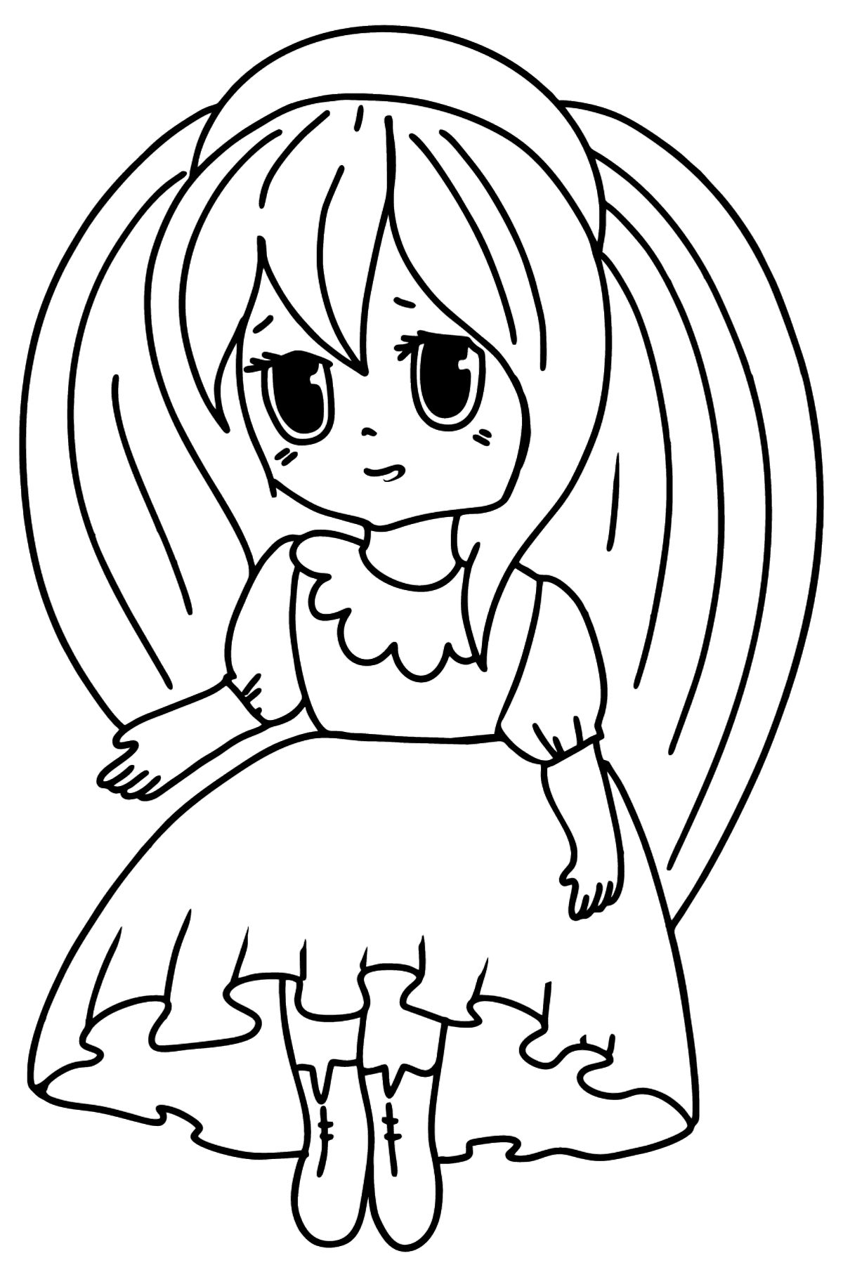 Anime Girl in Pink coloring page - Coloring Pages for Kids