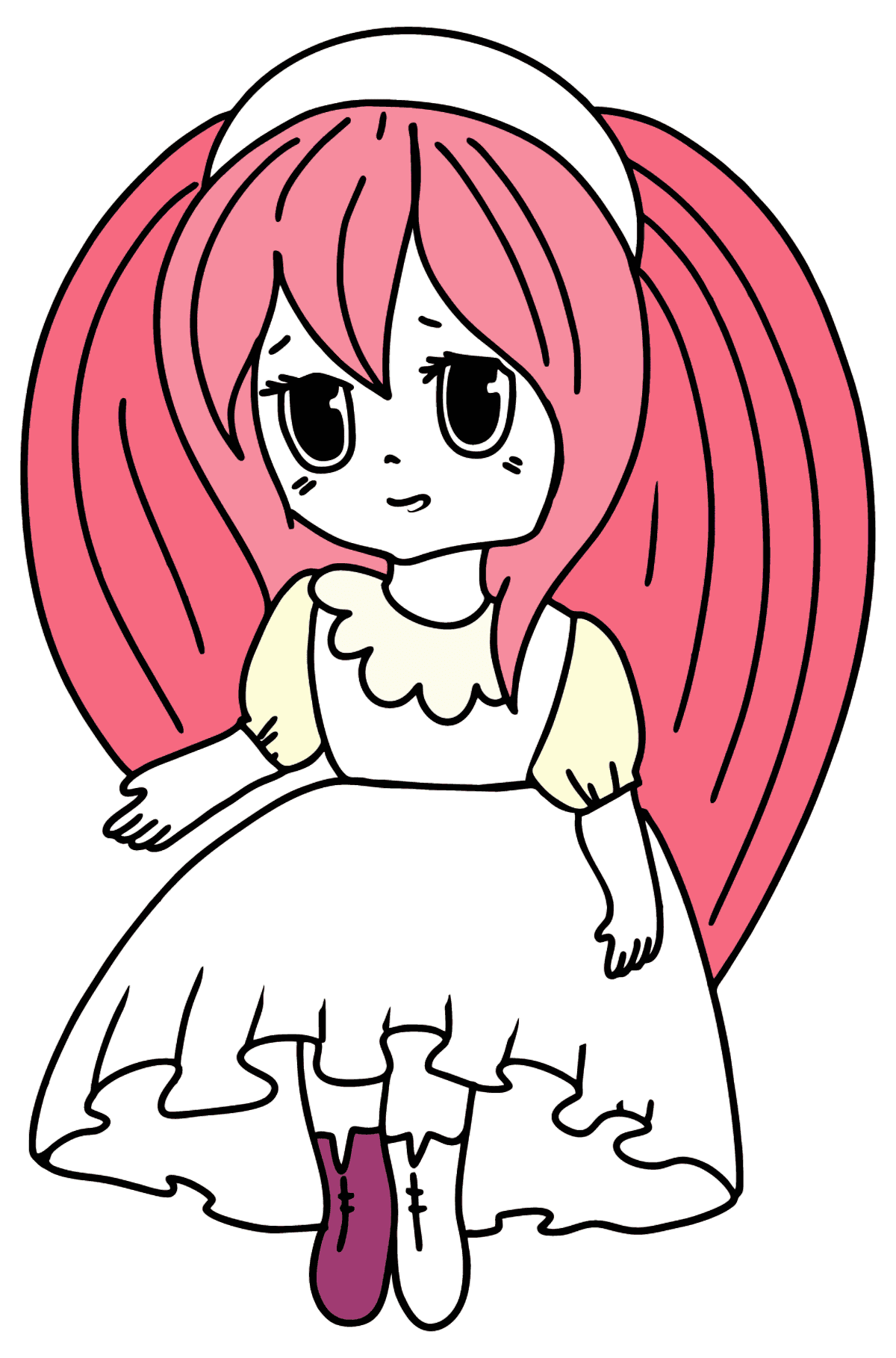 Desenho Anime para colorir - menina en rosa - Desenhos para Colorir para Crianças