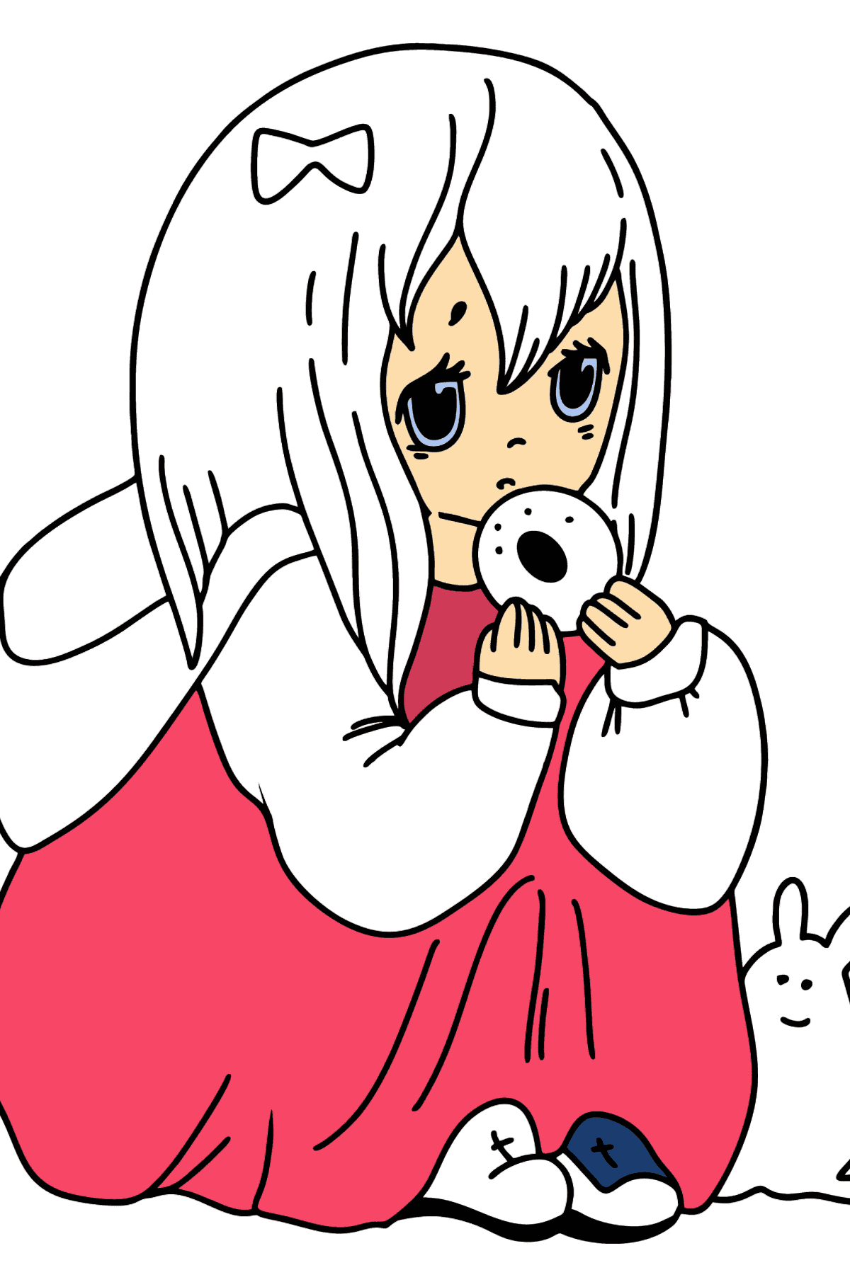 Fată fermecătoare anime desen de colorat - Desene de colorat pentru copii
