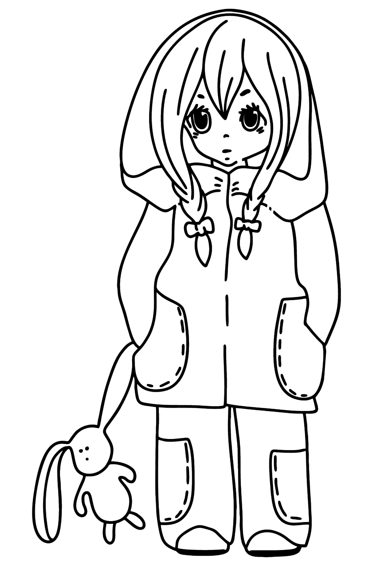 Anime girl with pigtails coloring page - Coloring Pages for Kids