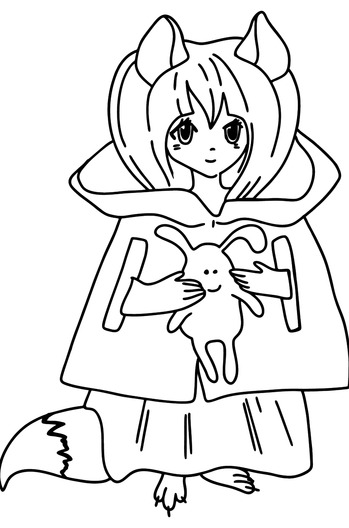 Anime Girl with Tail coloring page - Coloring Pages for Kids