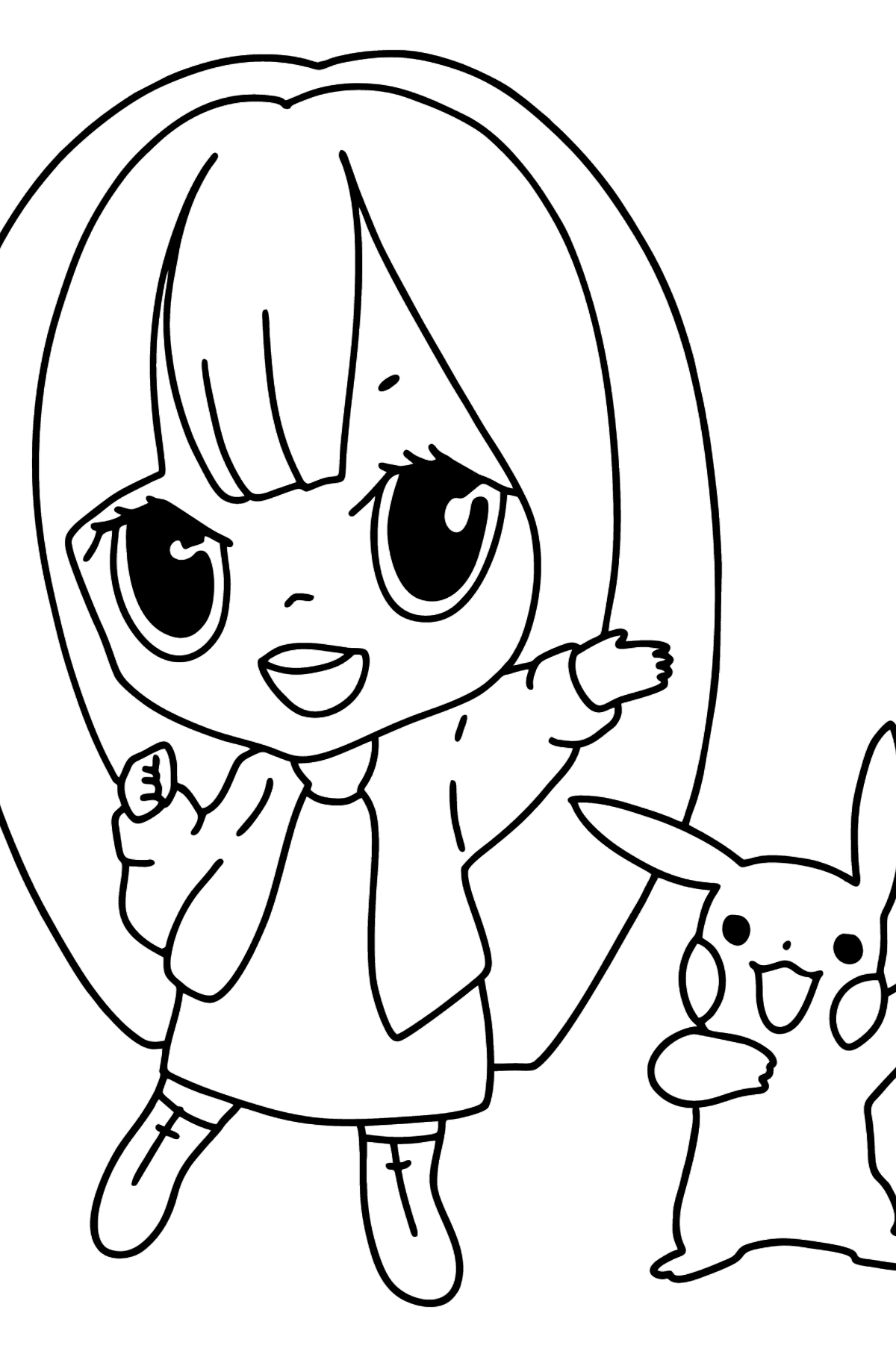 Desenho de anime kawaii para colorir