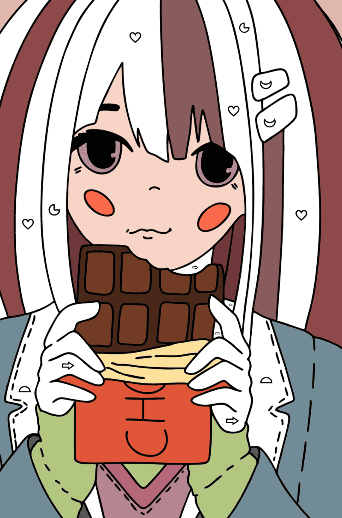 Раскраска очаровательная аниме девушка - Картинка высокого качества для Детей