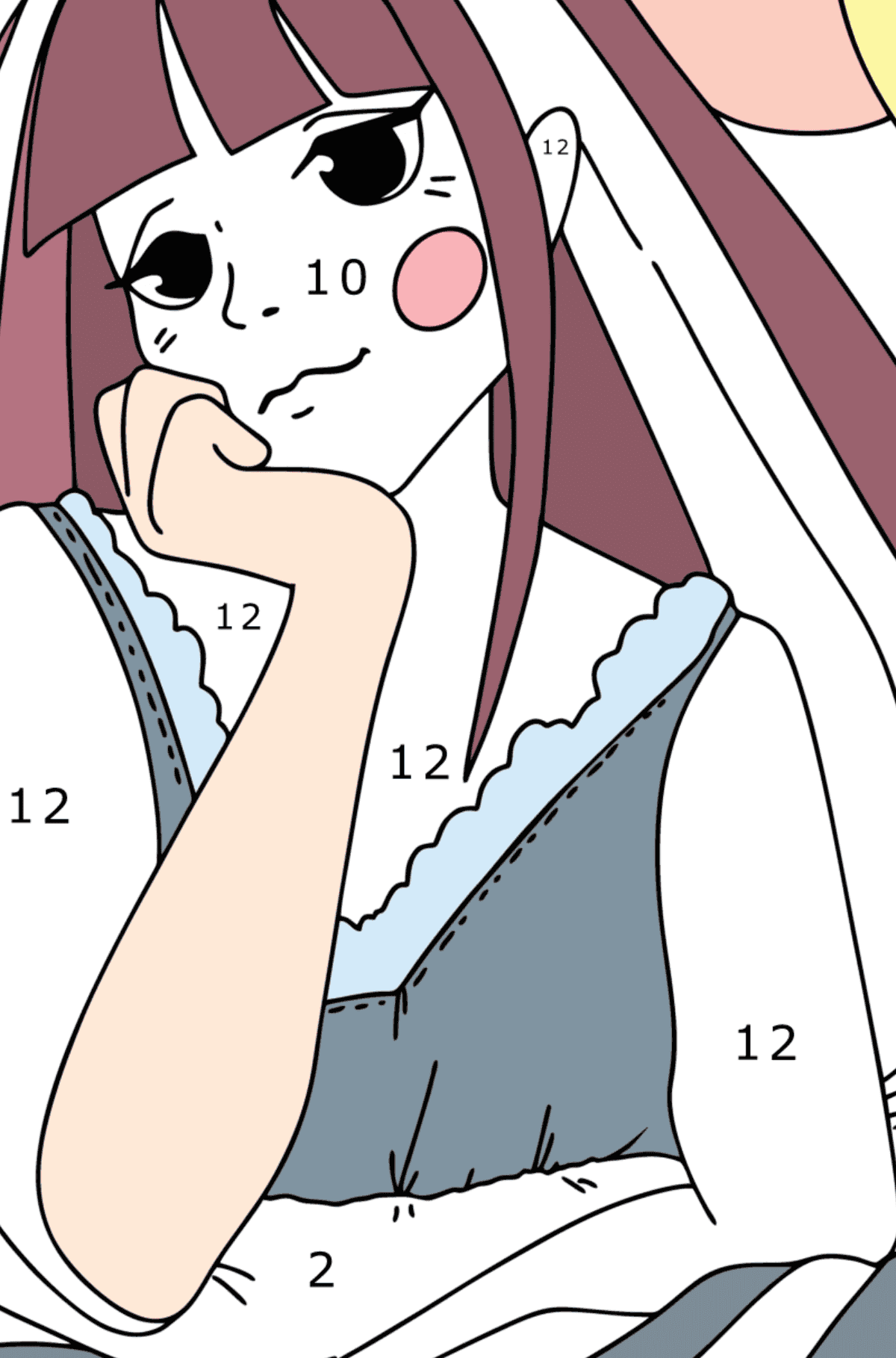 Desenho de menina de anime adolescente para colorir - Colorir por Números para Crianças